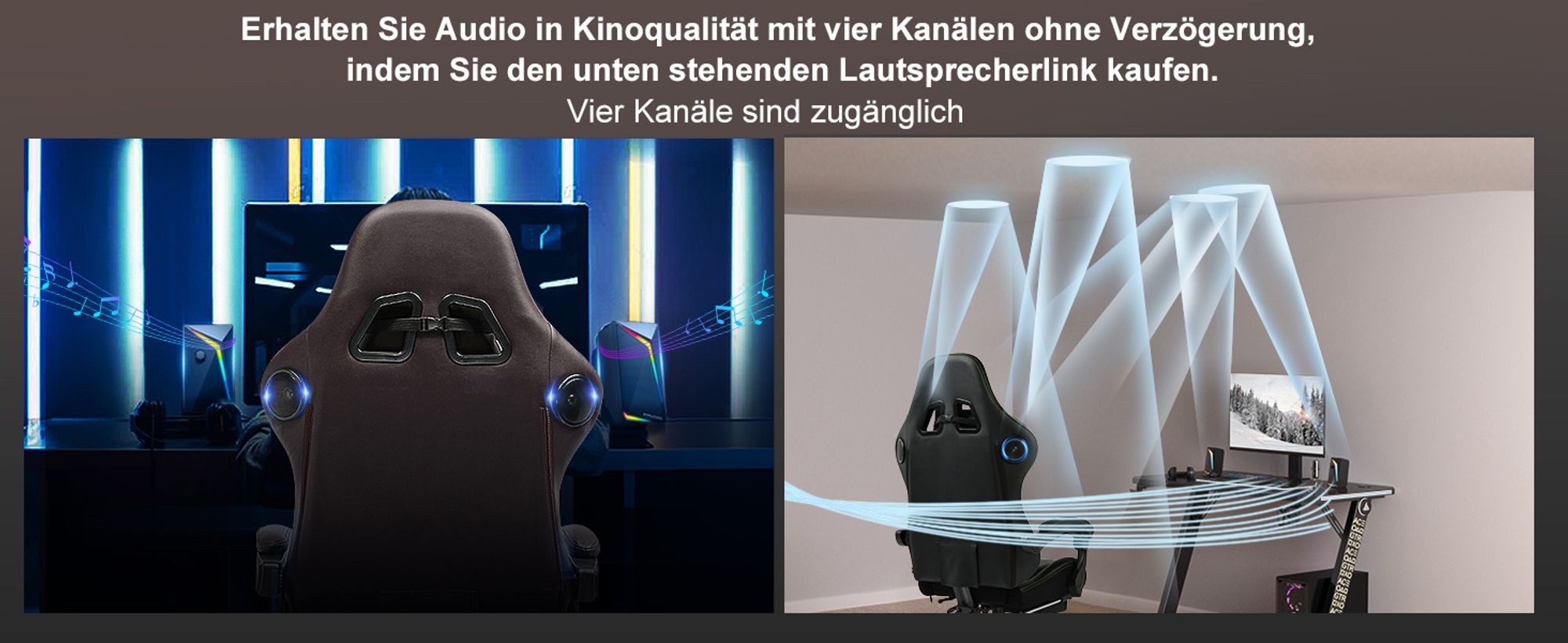 GTPLAYER Gaming-Stuhl ACE PRO, Ergonomischer Bürostuhl Neigbare Armlehnen Mit Fußstütze, Hi-Fi Lautsprecher, Beeindruckende Klang-atmosphäre, Hellbraun