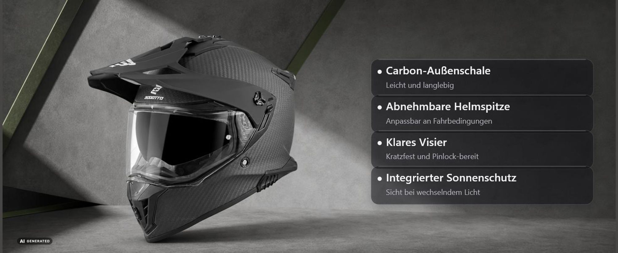 Bogotto FG-601 Carbon 6K Enduro-Helm, schwarz matt, L (59/60)