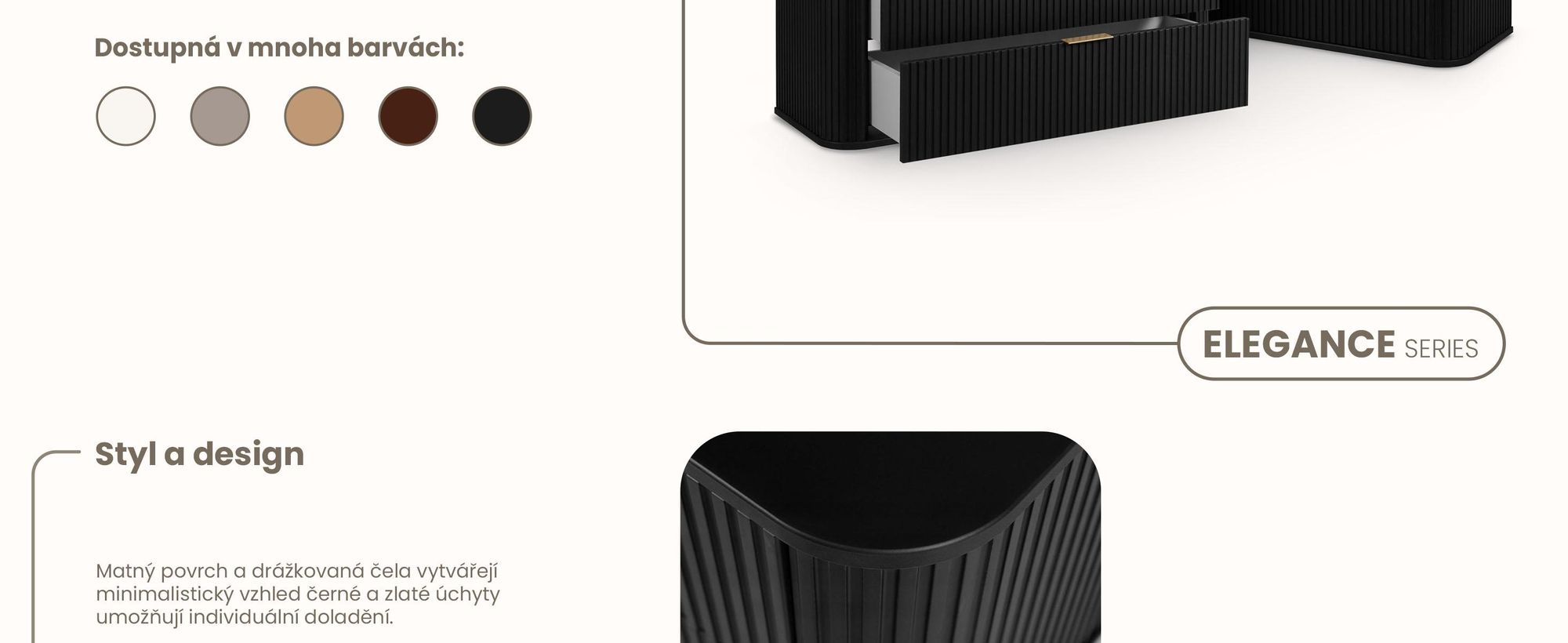 Koupelnová Skříňka 120 CM Černý Mat MDF 2 Zásuvky
