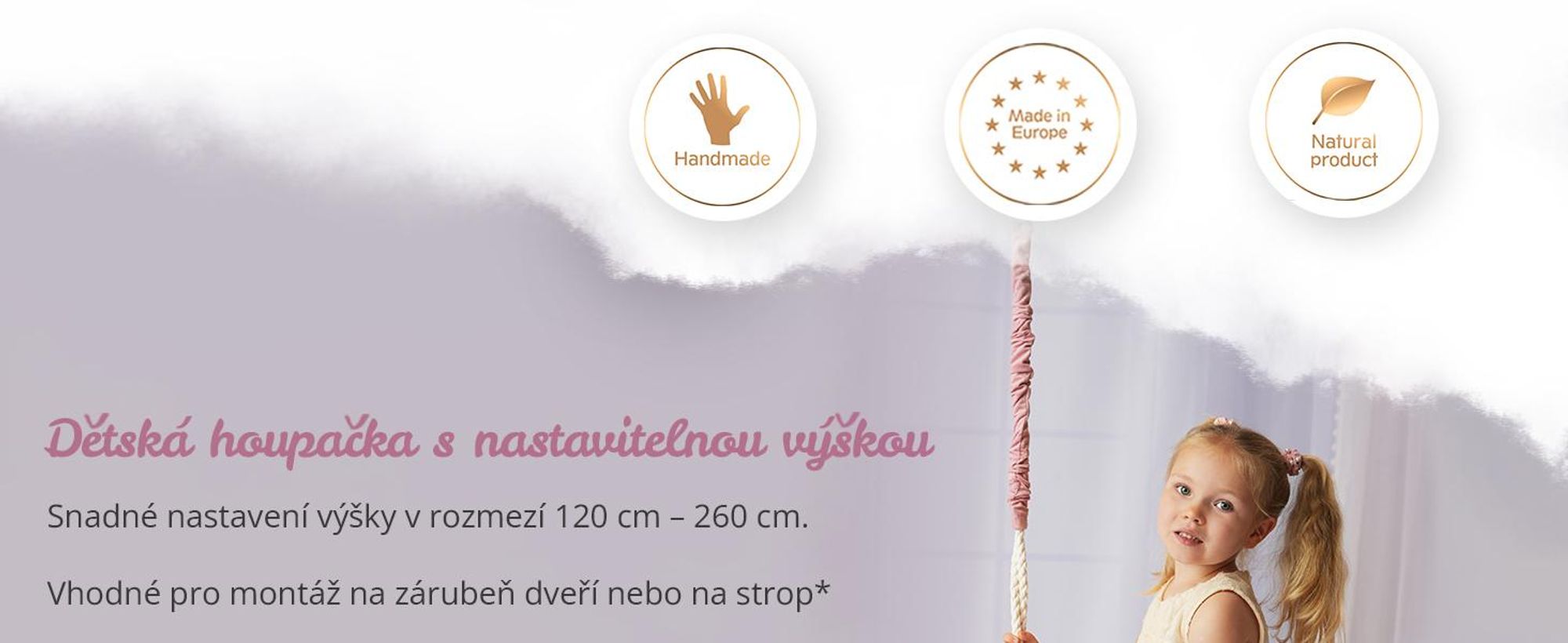 Create for you® - Kruhová Houpačka Pro Děti Do Interiéru, S Bavlněným Lanem, Kulatá Dětská Houpačka Do Interiéru, Měkké Sedátko, Průměr 36 cm - Béžová