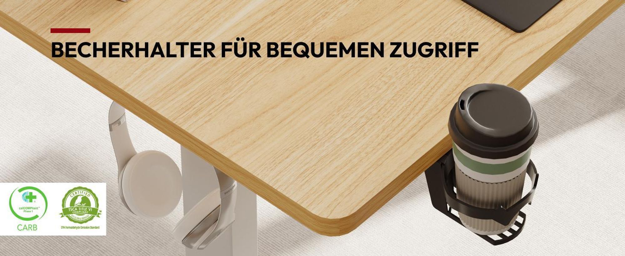 SANODESK Höhenverstellbarer Schreibtisch 180x80cm elektrisch 4 Memory-Funktion, Antikollisionsschutz, 70kg Tragkraft, mit Haken und Ablagebox (Ahorn)