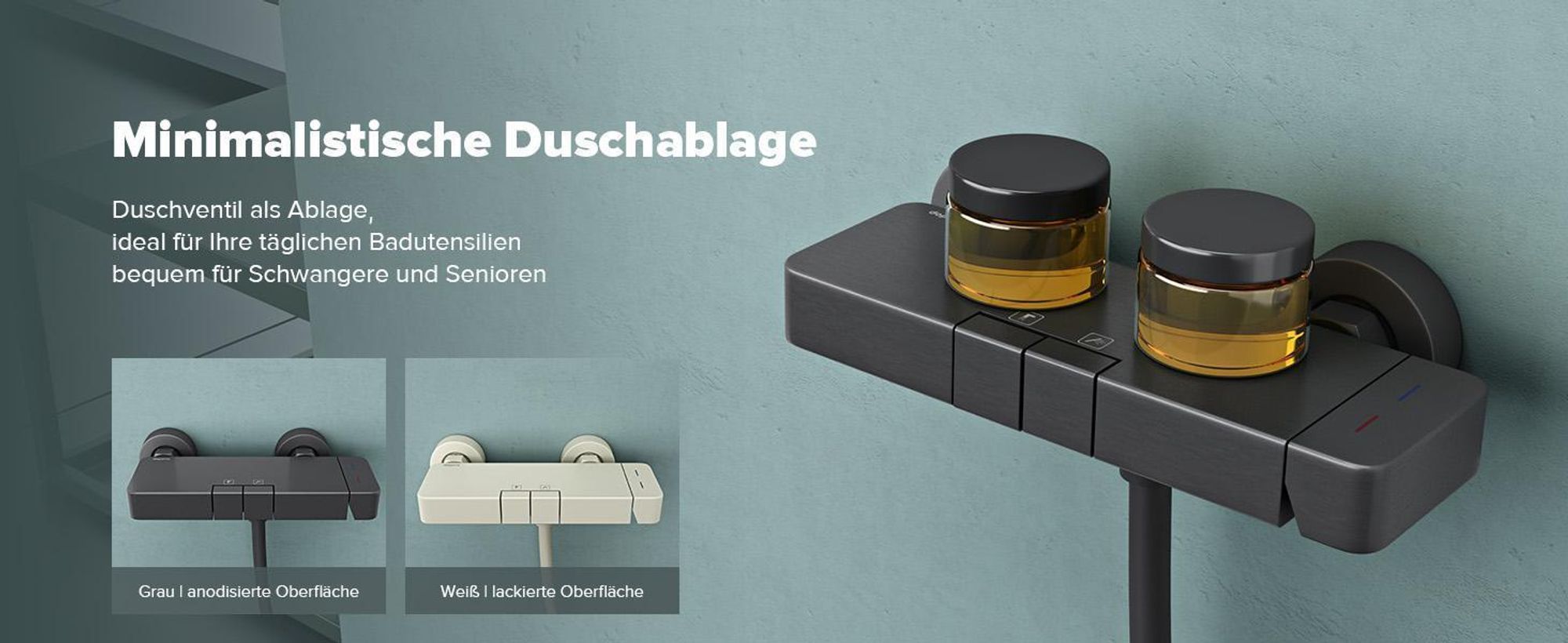 doporro Duschsystem mit Duscharmatur Duschgarnitur mit Regendusche und 3 Strahlarten Duschkopf Dusche komplett Höhenverstellbar Grau  Arvexa-02