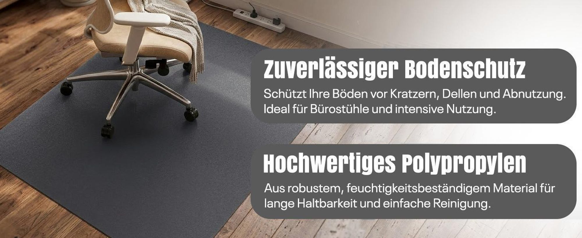 LP Projekt Bodenschutzmatte transparent 115x135cm - Schreibtischstuhl Unterlage - erlage rutschfest - Schutzmatte Bürostuhl - Stuhlunterlage