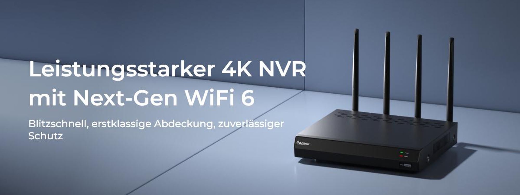 Reolink RLN12W, 16-Kanal 2TB HDD 5/2,4 GHz Wi-Fi 6 NVR Rekorder, 24/7 lokale Aufzeichnung, Ohne PoE-Anschlüsse, bis zu 16TB, Schwarz