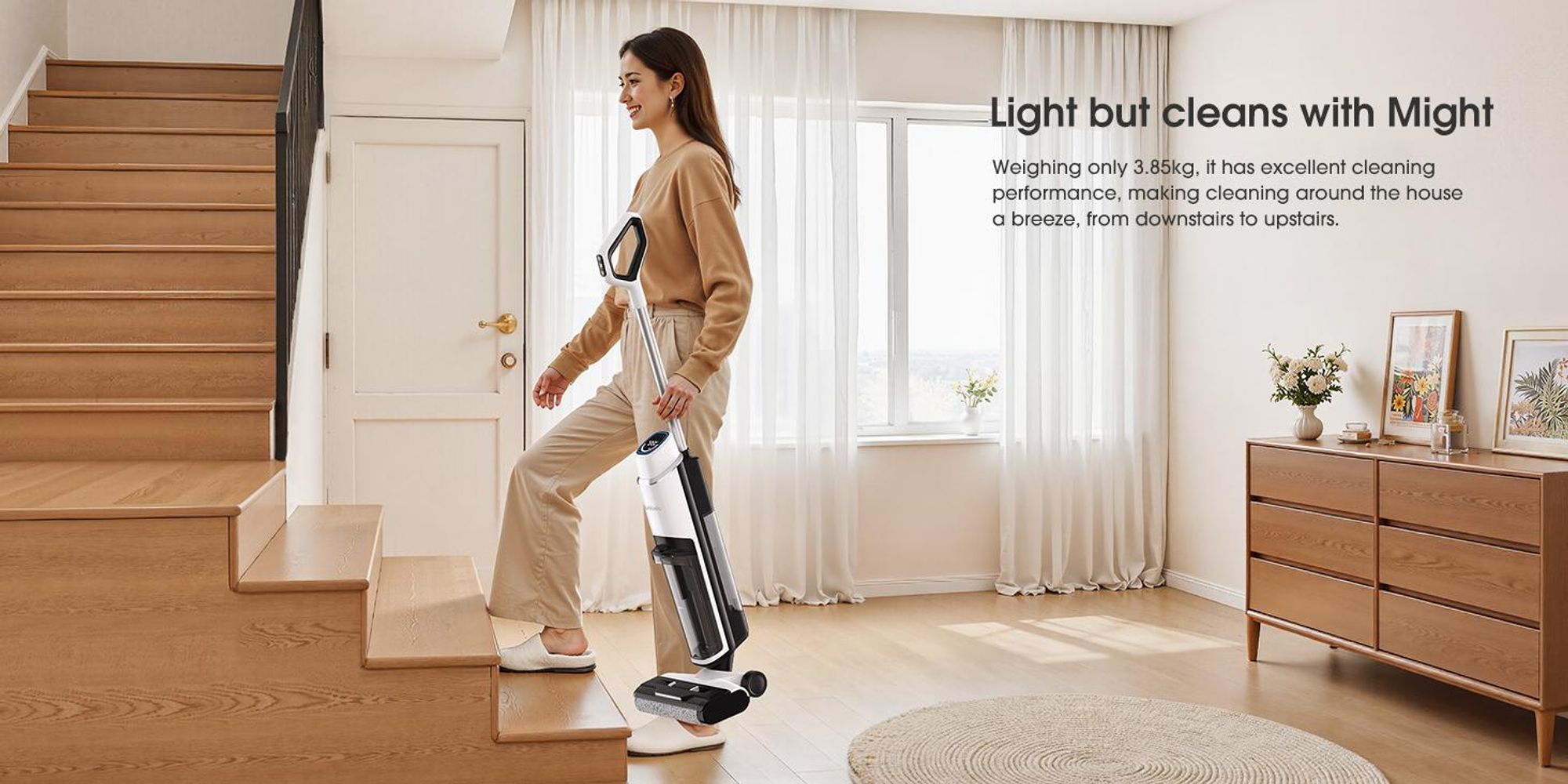 Lubluelu 3-in-1 Nass-und Trockensauger, 20kPa Saugkraft, Selbstreinigungsfunktion per Knopfdruck, HEPA-Filter, Intelligente Sprachansage, Für Tierhaar
