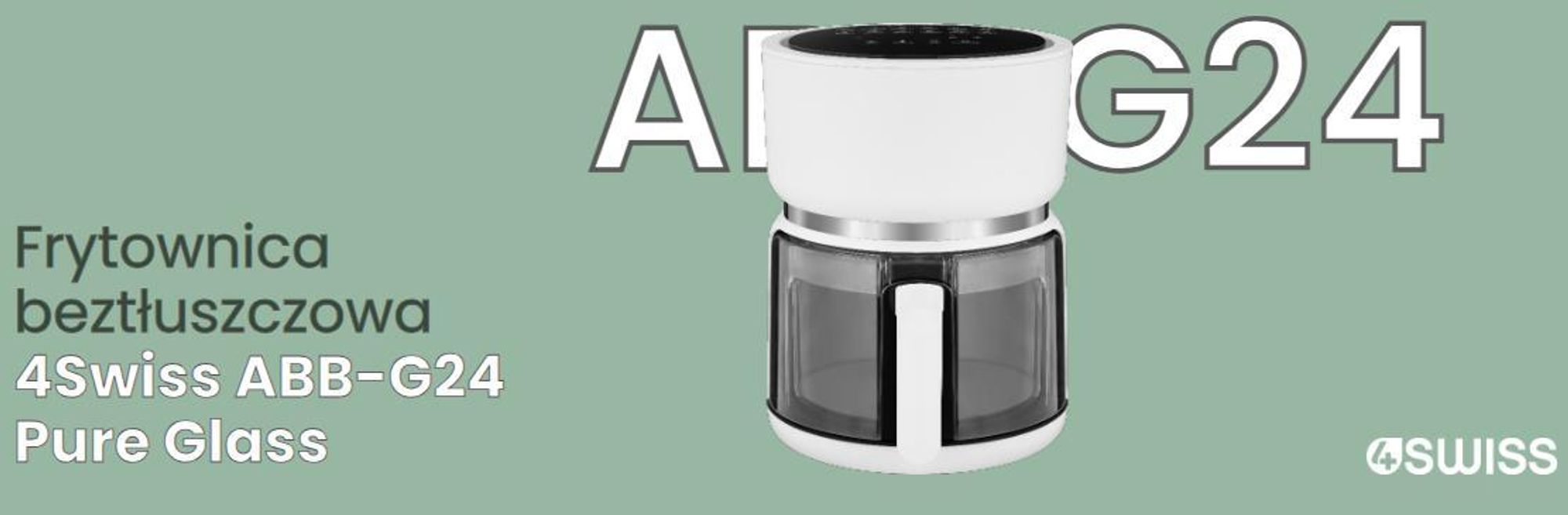 Frytkownica na gorące powietrze 4Swiss ABB-G24 Pure Glass o pojemności 3 l z szklaną szufladą i ekranem dotykowym, 1200 W, bez tłuszczu, piekarnik na gorące powietrze, frytkownica bez oleju, pieczenie