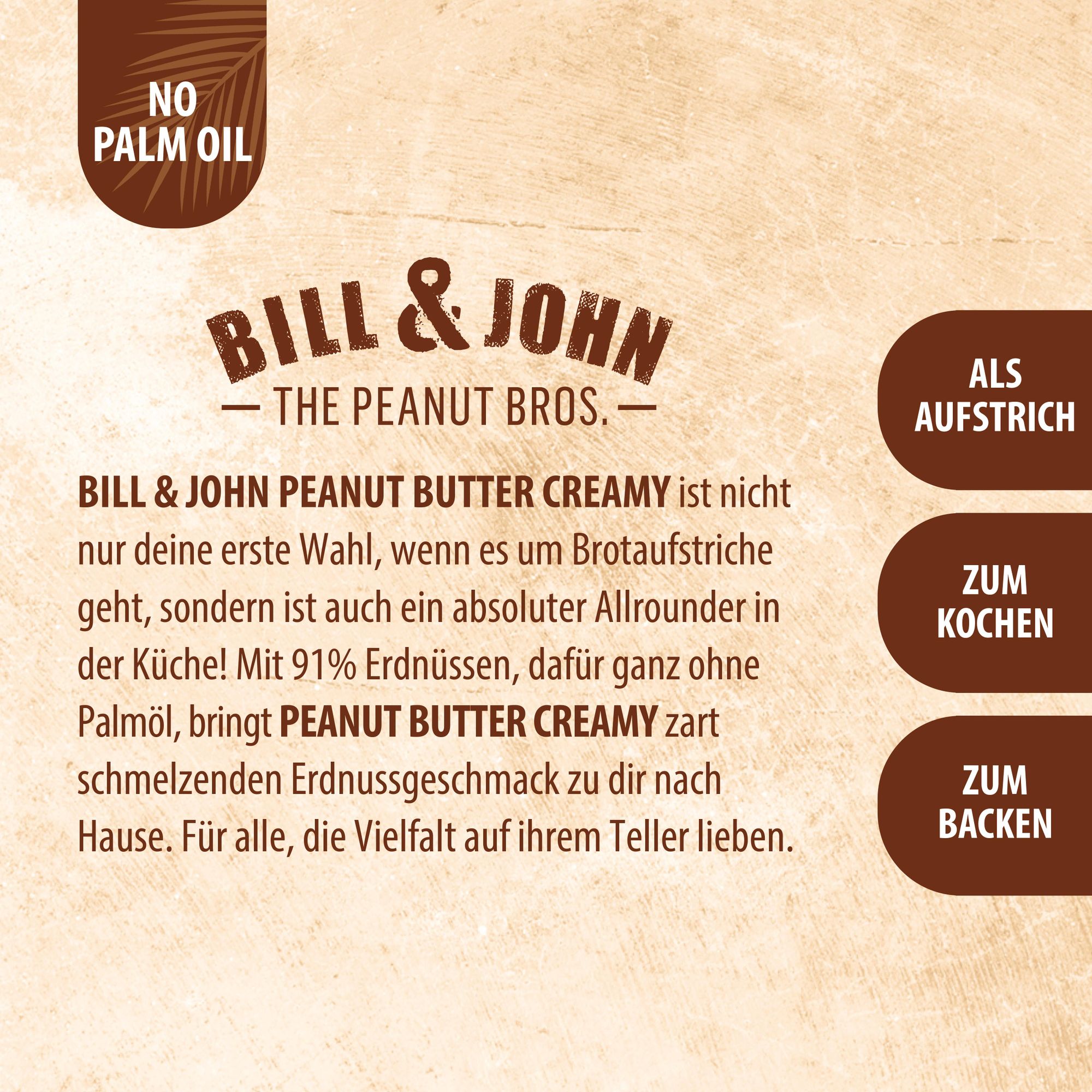 BILL & JOHN Erdnussbutter Peanut Butter + Salted Caramel, 350g