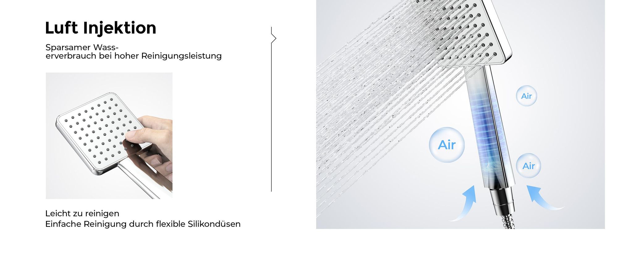 Heilmetz Duschsystem mit Thermostat Regendusche mit Übergröße Duschköpfe und Handbrause Chrom