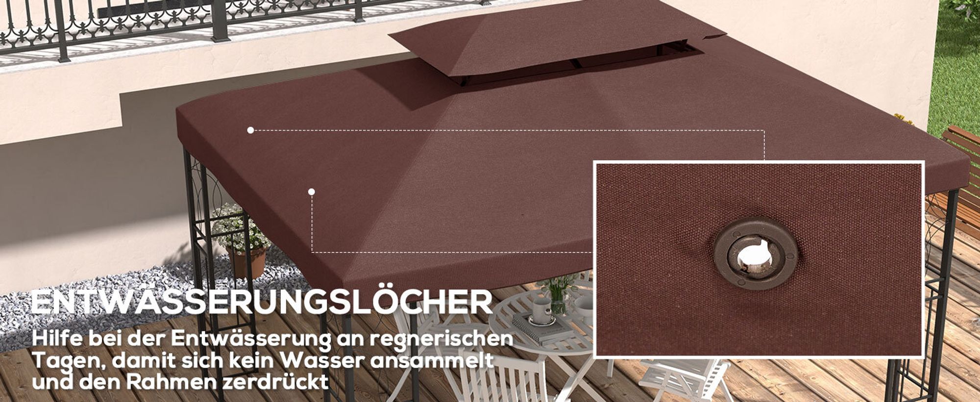 Outsunny Ersatzdach für Metall-Gartenpavillon 3x4 Partyzelt Dach Kaffee