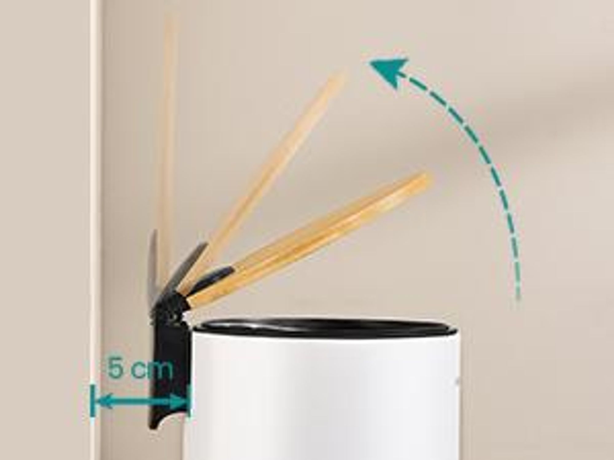 SONGMICS Mülleimer Bad 3 Liter, Kosmetikeimer mit Bambusdeckel aus Bambus, Tretmülleimer für Badezimmer, weiß