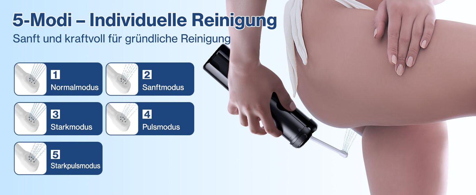 Tragbares Hand-Bidet, Reise-Bidet, Elektrischer Hochdrucksprüher, mit 5 Sprühmodi und 8 Düsen, IPX7 Mini-Handbidet mit LCD-Bildschirm