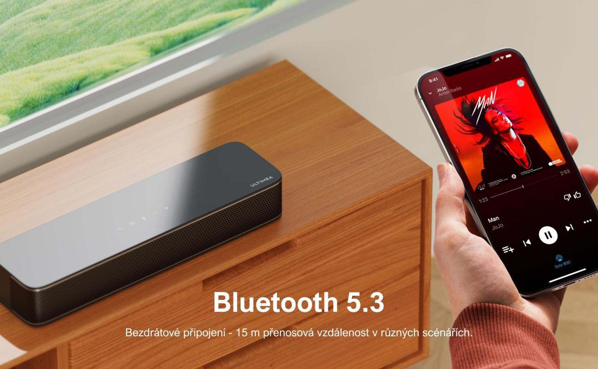 ULTIMEA 2.1kanálový soundbar pro TV s nastavitelnými basy, ovládáním přes aplikaci, all-in-one soundbar, TV reproduktor Bluetooth 5.4, Poseidon M20