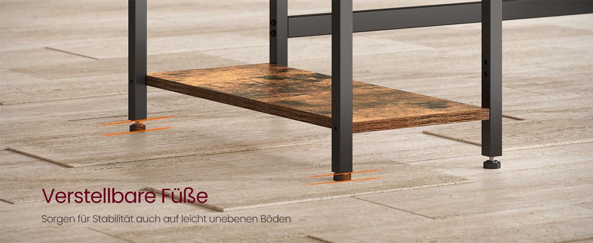 VASAGLE Computertisch mit 2 Regale Schreibtisch 100 x 75 x 50 cm vintagebraun