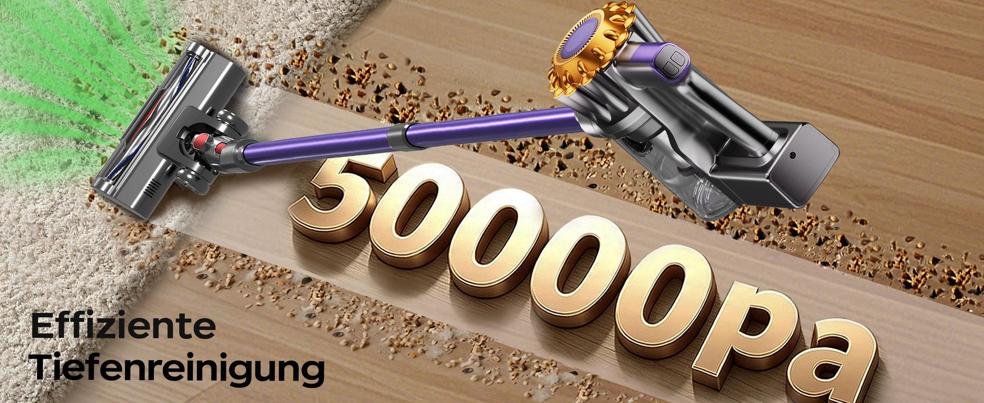 Adormii Akku Staubsauger,50000Pa Staubsauger Kabellos 60 min,Staubsauger 5-in-1 Filtersystem,Handstaubsauger1.6L,für Teppich/Tierhaare