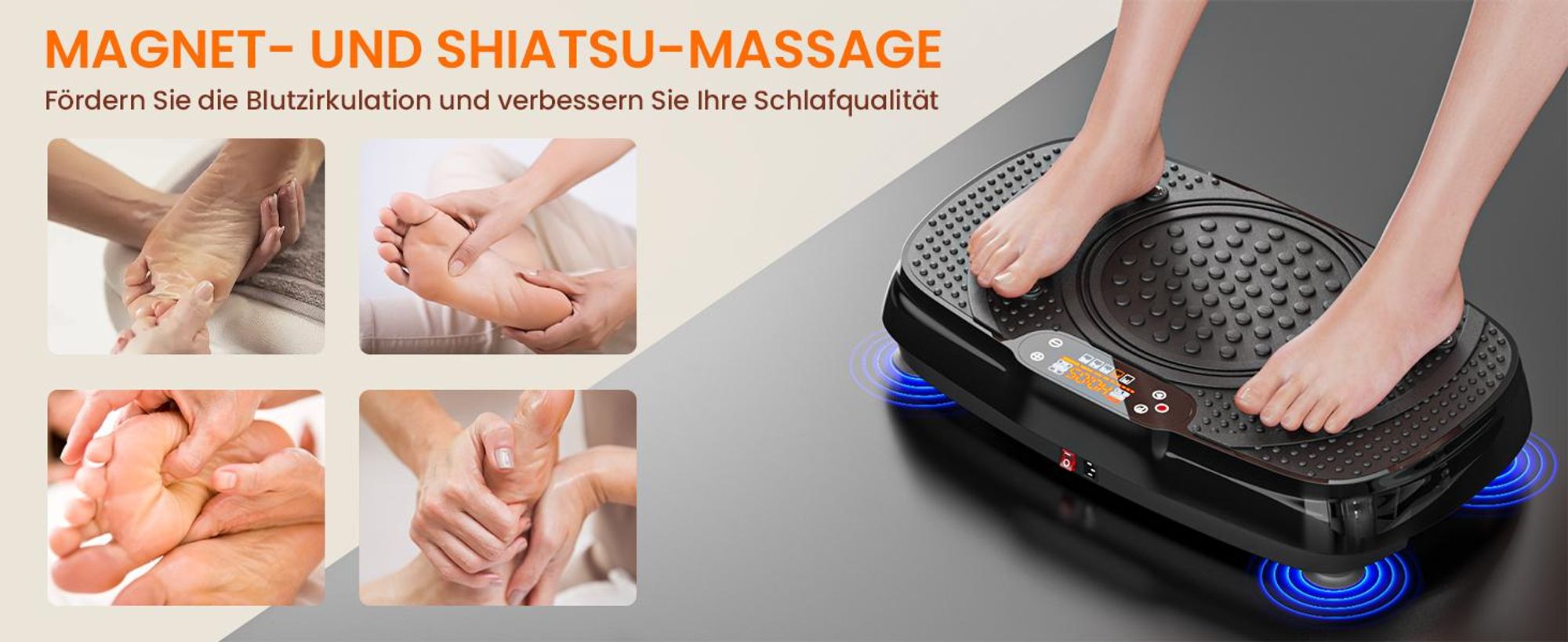 Vibrationsplatte, Vibrotrainer, Vibrationsplattform, Rüttelplatte Sport für Zuhause, 5 Modi & bis 400LBS, mit 2 Expanderbänder, ettverbrennung