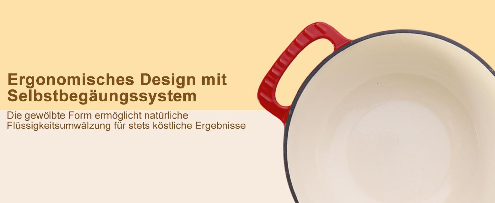 FCH Gusseisen Topf 26cm - 6QT-5.5L Emaille Bräter mit Deckel backofengeeignet - für Küche Backen Schmoren Braten (Rot)