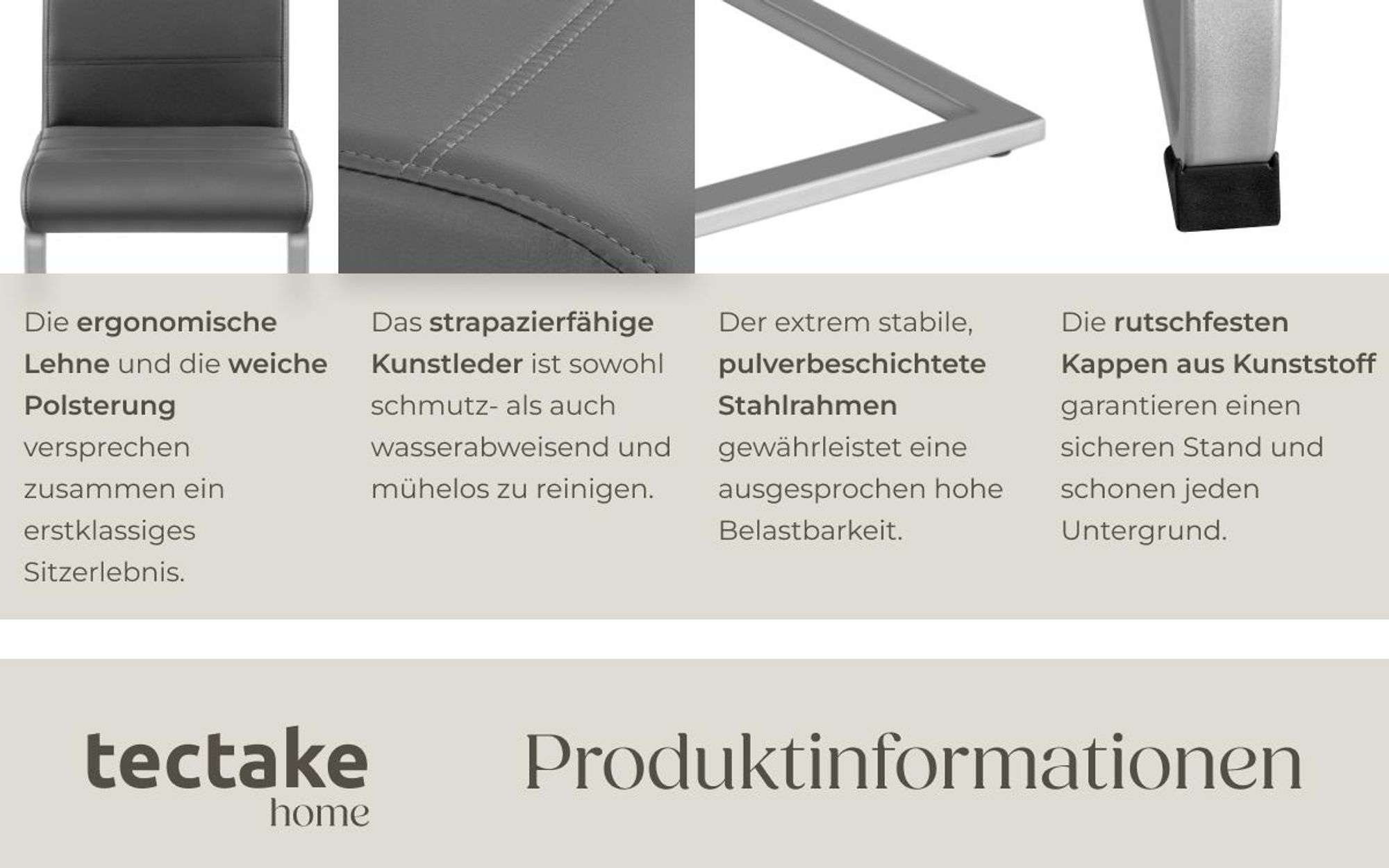 tectake® Set Schwingstuhl Bettina gepolstert mit Kunstlederbezug 41 x 52 x 99 cm