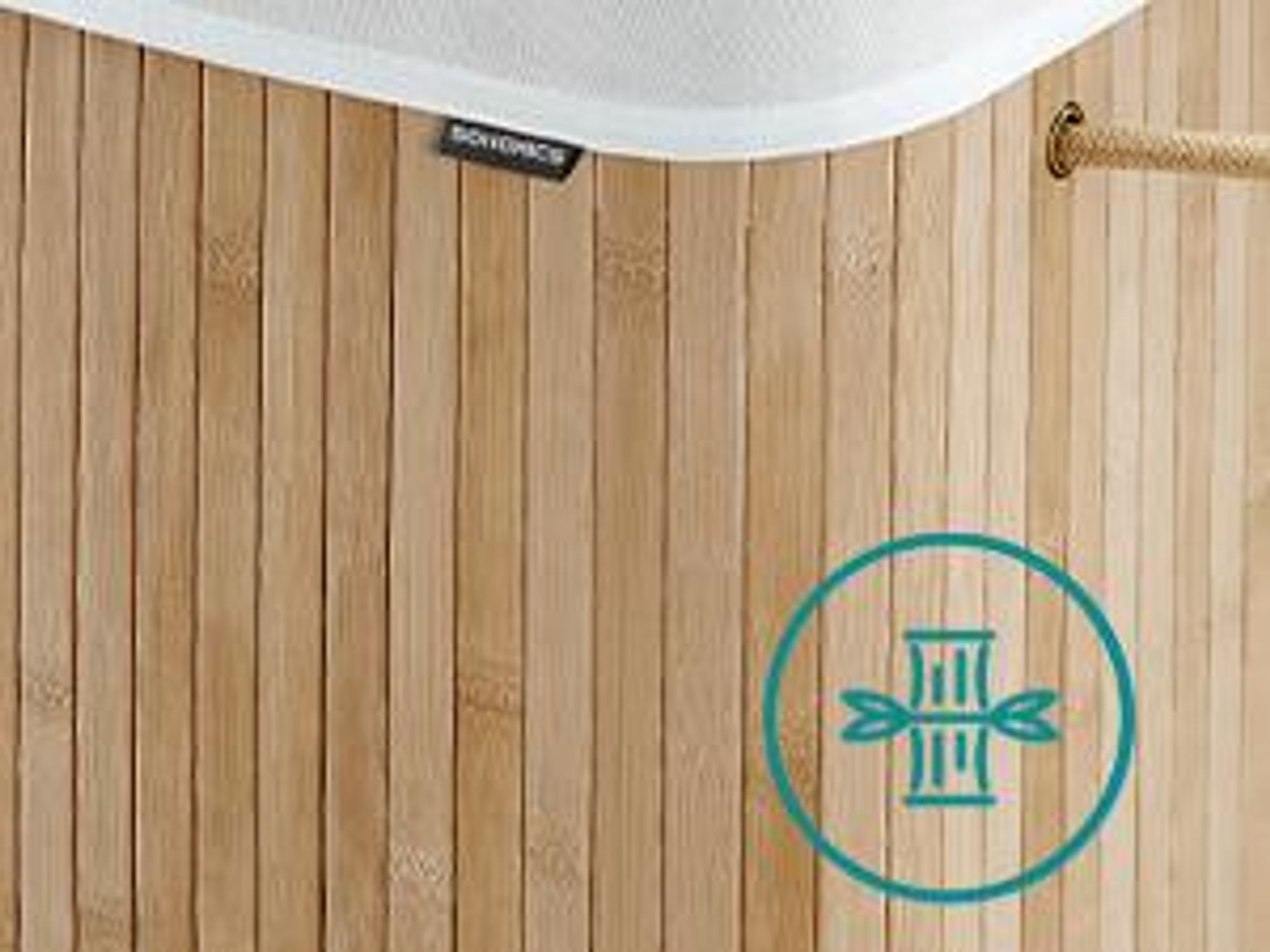SONGMICS Wäschekorb mit Deckel, Bambus, Wäschesack herausnehmbar, 100 Liter