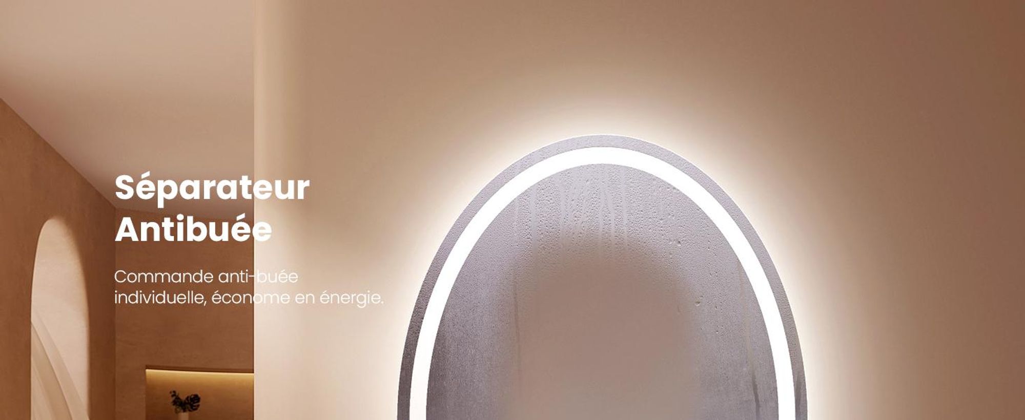 EMKE Miroir de salle de bain 50x70 cm Miroir de salle de bain avec 3 couleurs de lumière, miroir de salle de bain avec antibuée + dimmable + interrupteur tactile Miroir LED ovale