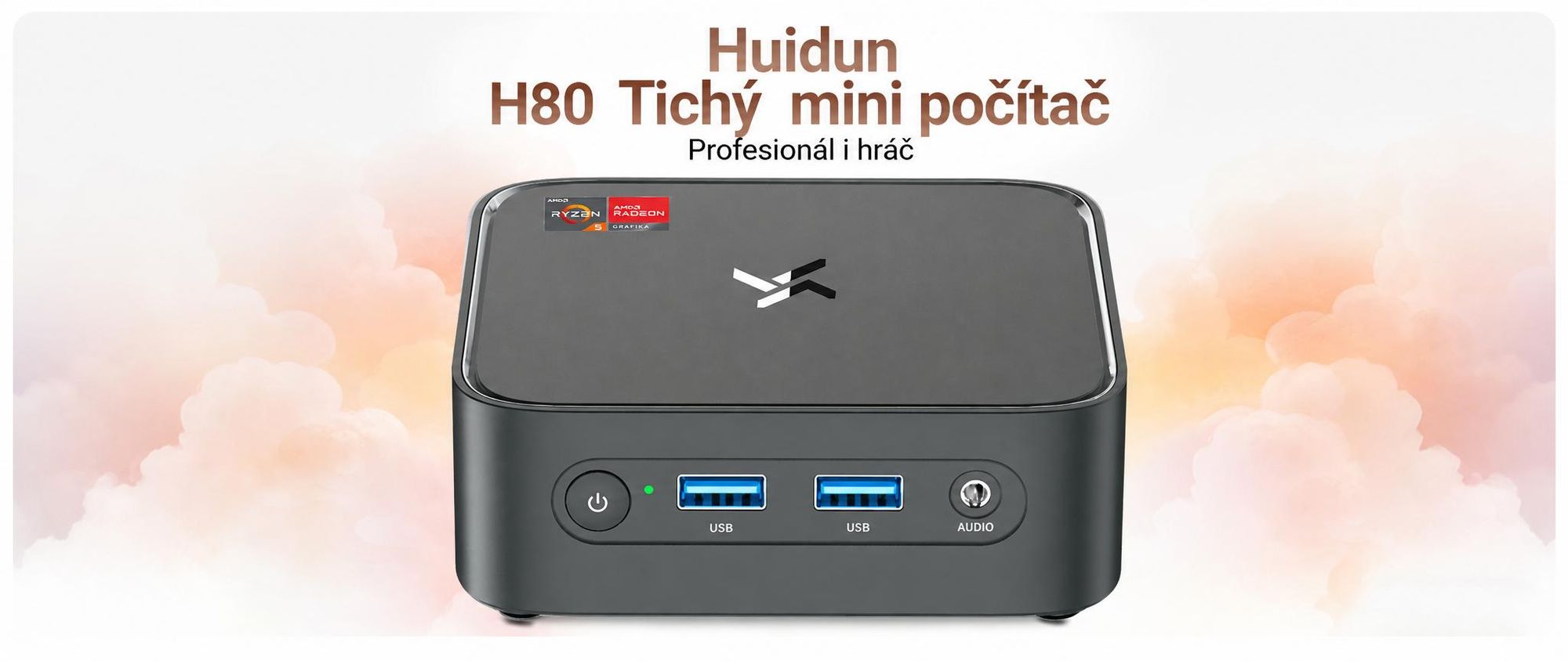 Stolní počítač Blackview Huidun H80 MiniPC, AMD Ryzen 5 3500U, 16 GB DDR4, 512 GB SSD, duální gigabitové připojení LAN, duální 4K výstup, montáž VESA, ultra tichý (26 dB)
