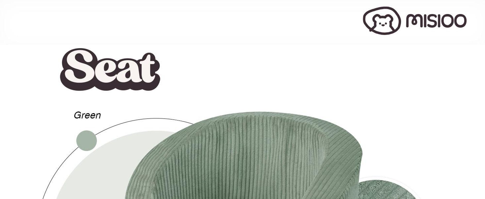 MISIOO Detské kreslo od 1 roka - Detské kreslo Corduroy Premium - stabilné a mäkké - ergonomicky polstrované - 40x53x36 cm