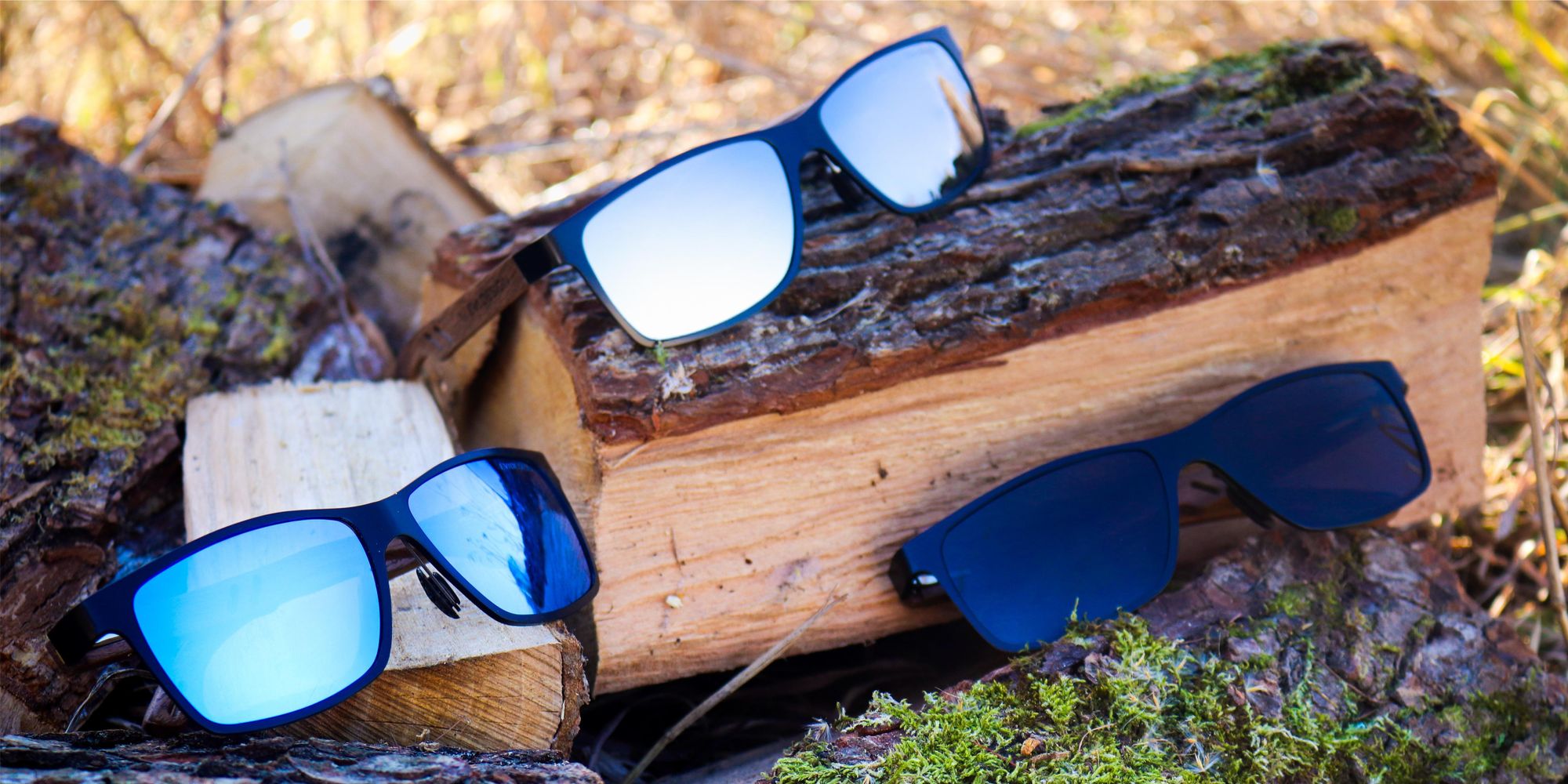 Sonnenbrille Herren Polarisiert UV400, Holz Sonnenbrille Nerd-Stil mit Walnussholz-Bügeln, inkl. Etui & Zubehör, EVI DESIGN, Schwarz