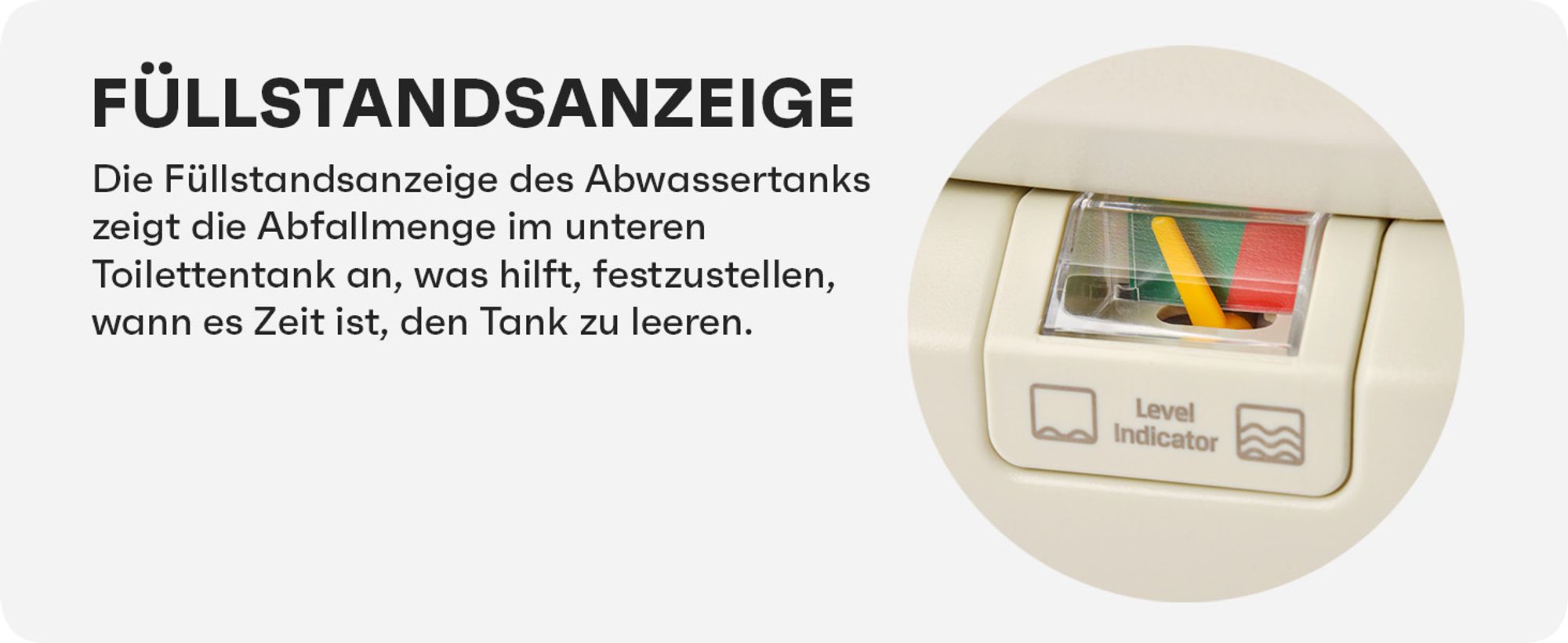 Campingtoilette, Tragbare Toilette, Reisetoilette Meteor 20L mit Spülung und Füllstandsanzeige