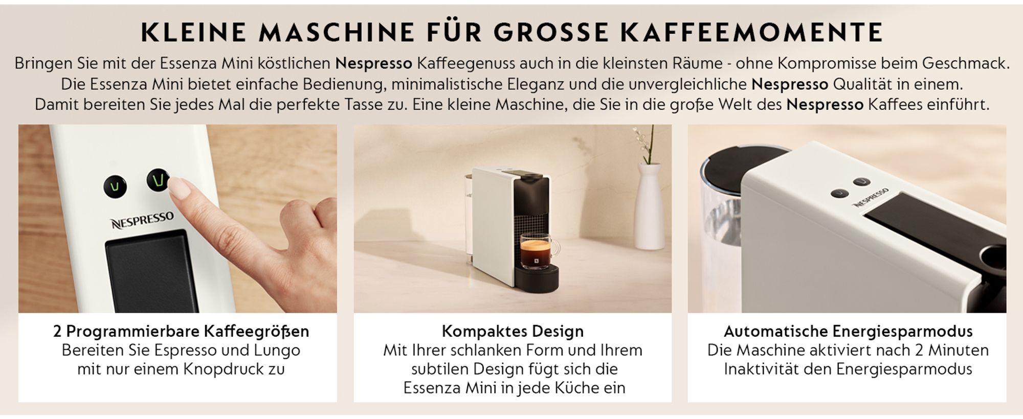 NESPRESSO ORIGINAL Essenza Mini C | Kleine Kaffeekapselmaschine von Krups | Grau