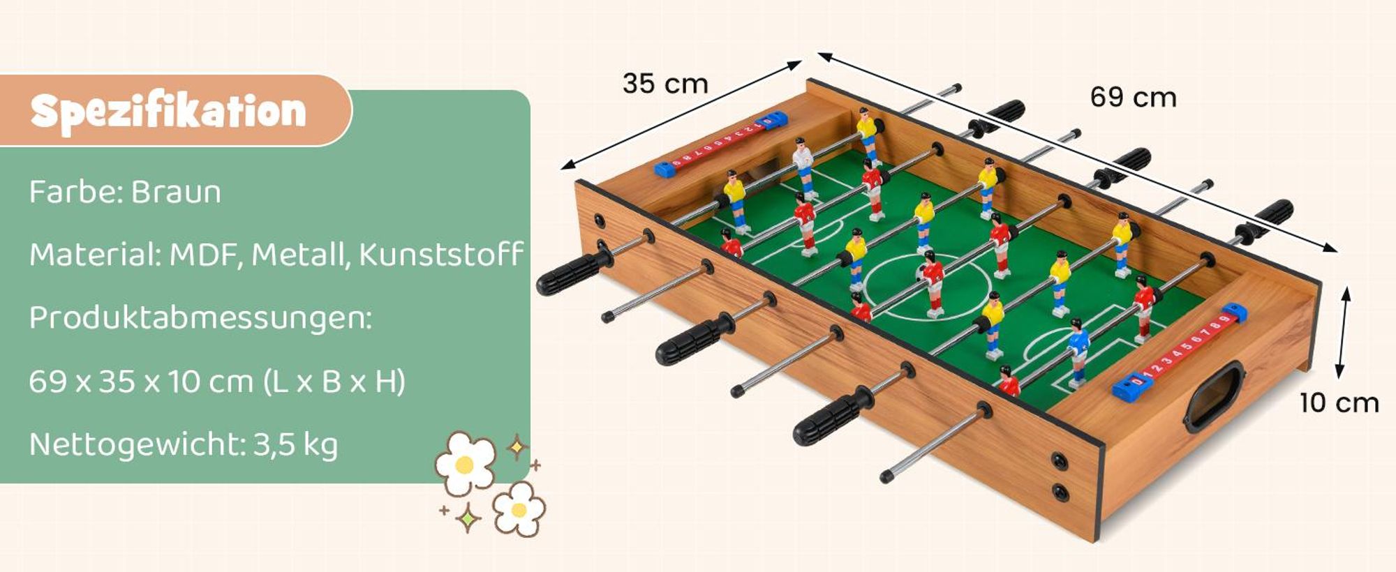COSTWAY 2 in 1 Spieltisch, Multifunktionsspieltisch aus Holz, Multi-Spieltisch, Air Hockeytisch und Tischkicker, perfekt fuer Spielzimmer, Bars, Partys, fuer Erwachsene und Kinder
