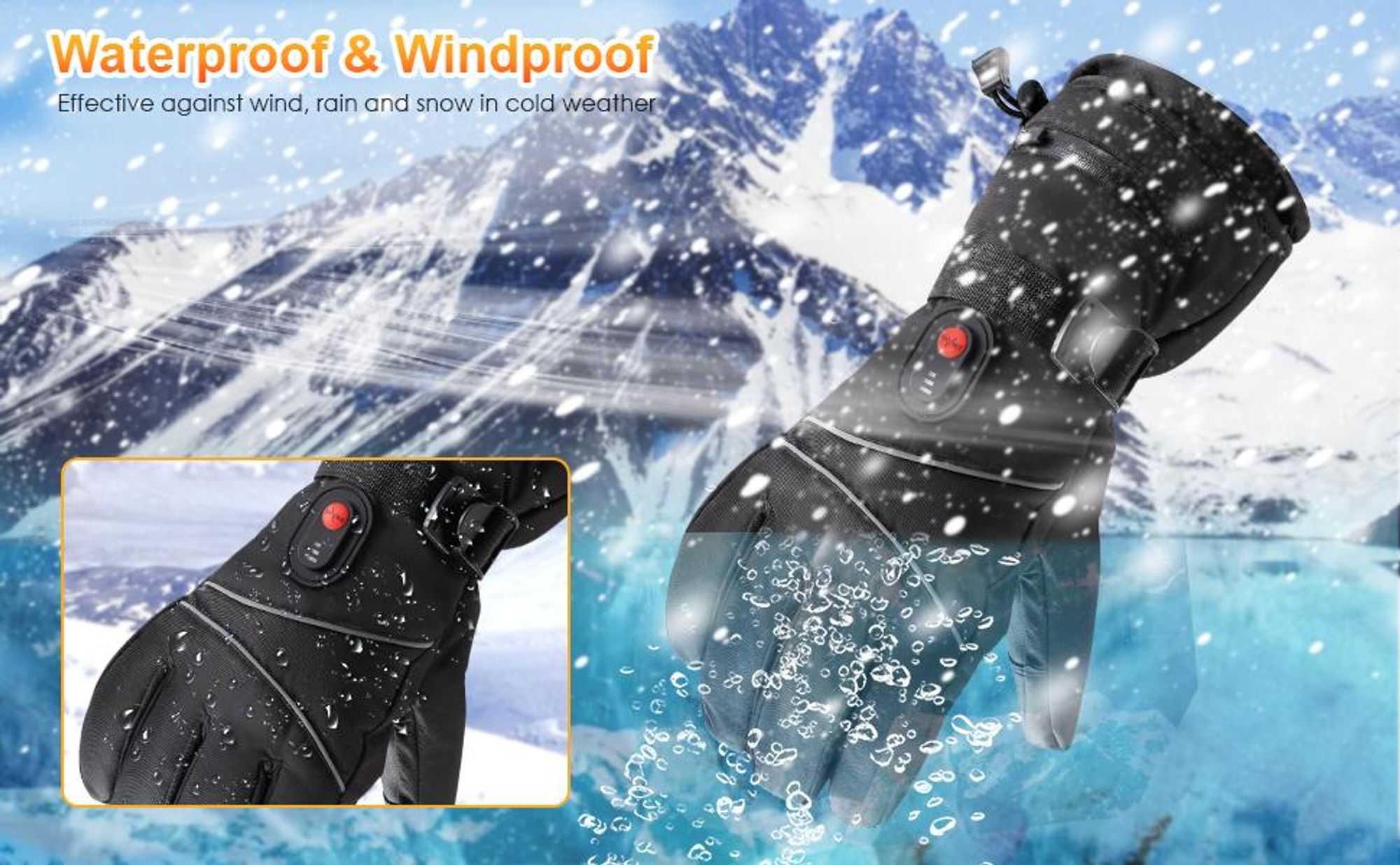 Beheizbare Handschuhe, Beheizte Handschuhe für Männer und Frauen, mit 5V 6000mAh Wiederaufladbarer Akku, 3 Heiztemperatur