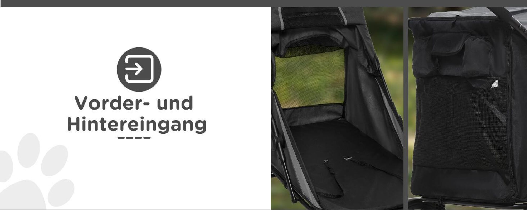 PawHut Hundewagen, Hundebuggy mit Kissen, faltbarer Hundetrolley, Katzenbuggy für große und mittelgroße Hunde, Hundetrolley mit Netzfenster, Sicherheitsleinen, Tasche, Oxfordstoff, Grau