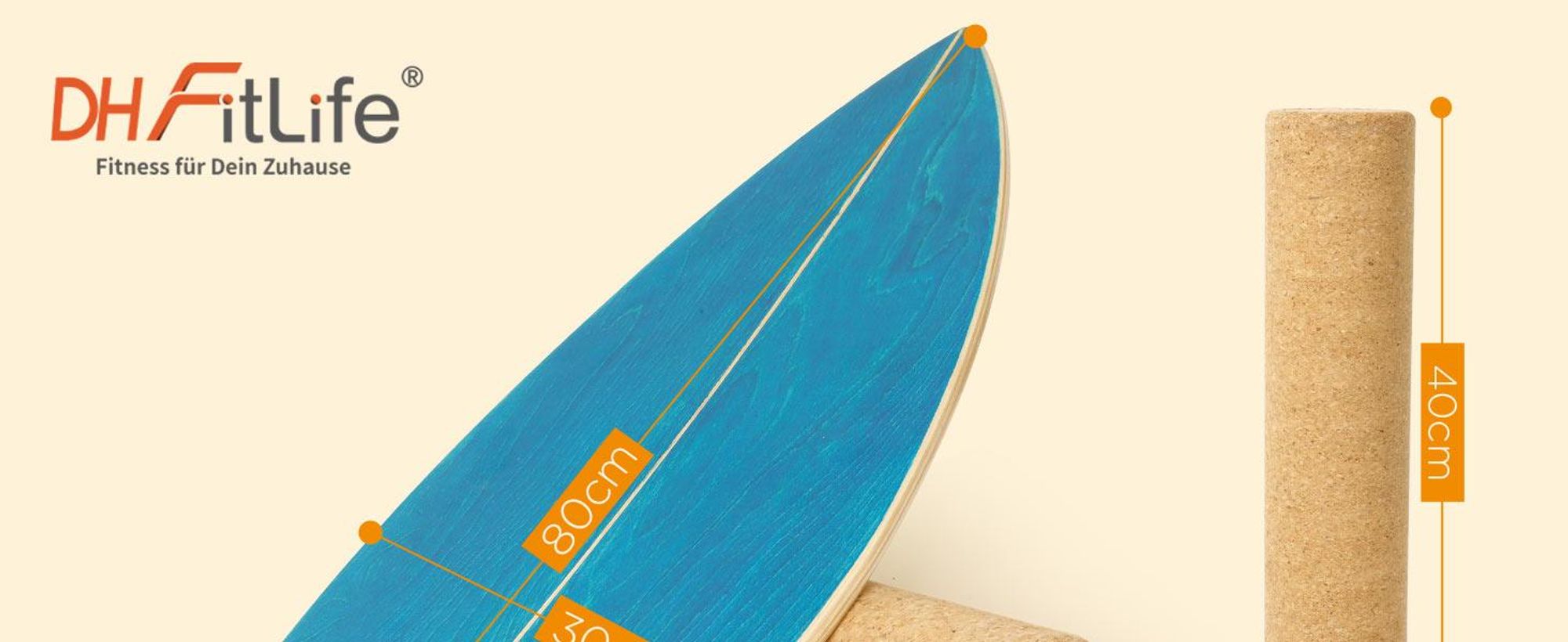 DH FitLife Surfing Balance Board aus Echtholz | Indoor Surfboard mit Rocker Shape | Wackelbrett für Kinder und Erwachsene | Spaß & Training Zuhause