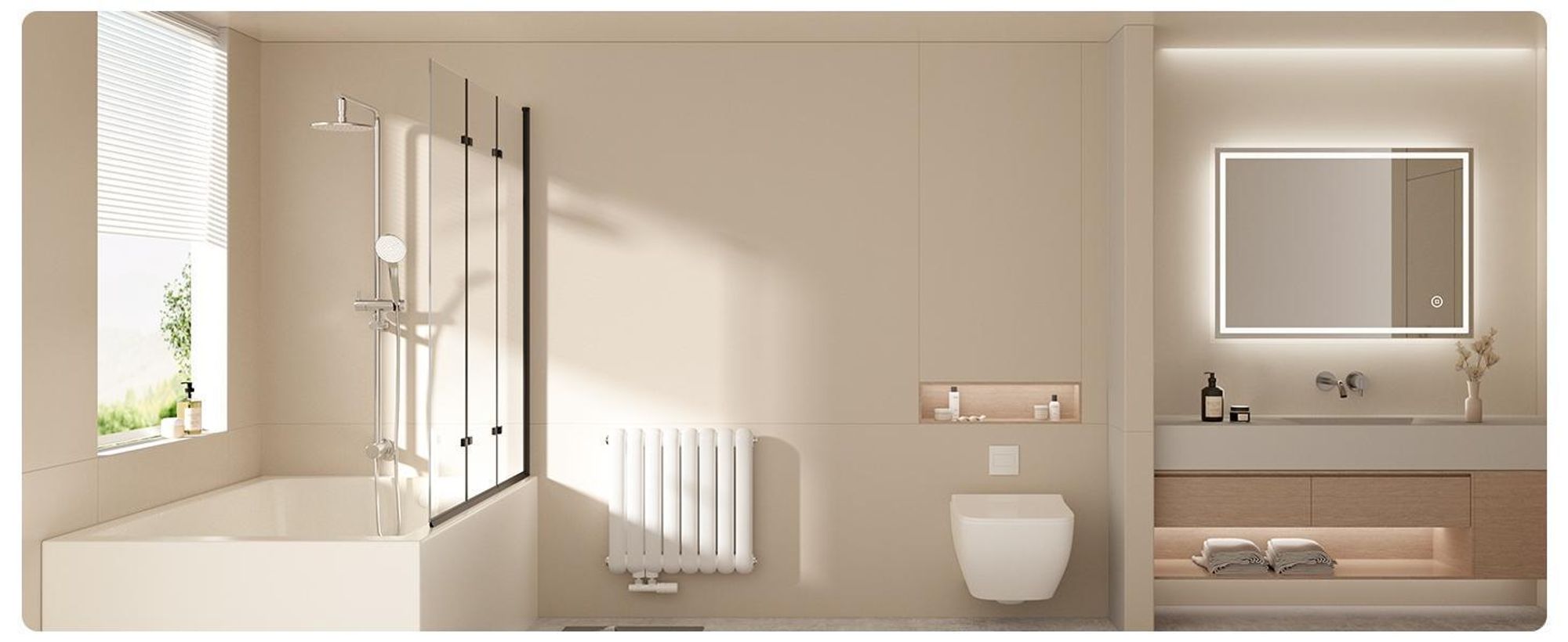 EMKE Duschabtrennung 130 x 140cm Mattschwarzer Rahmen Badewanne Faltwand Nanobeschichtungen ESG Sicherheitsglas Duschwand Glas für Badewannen
