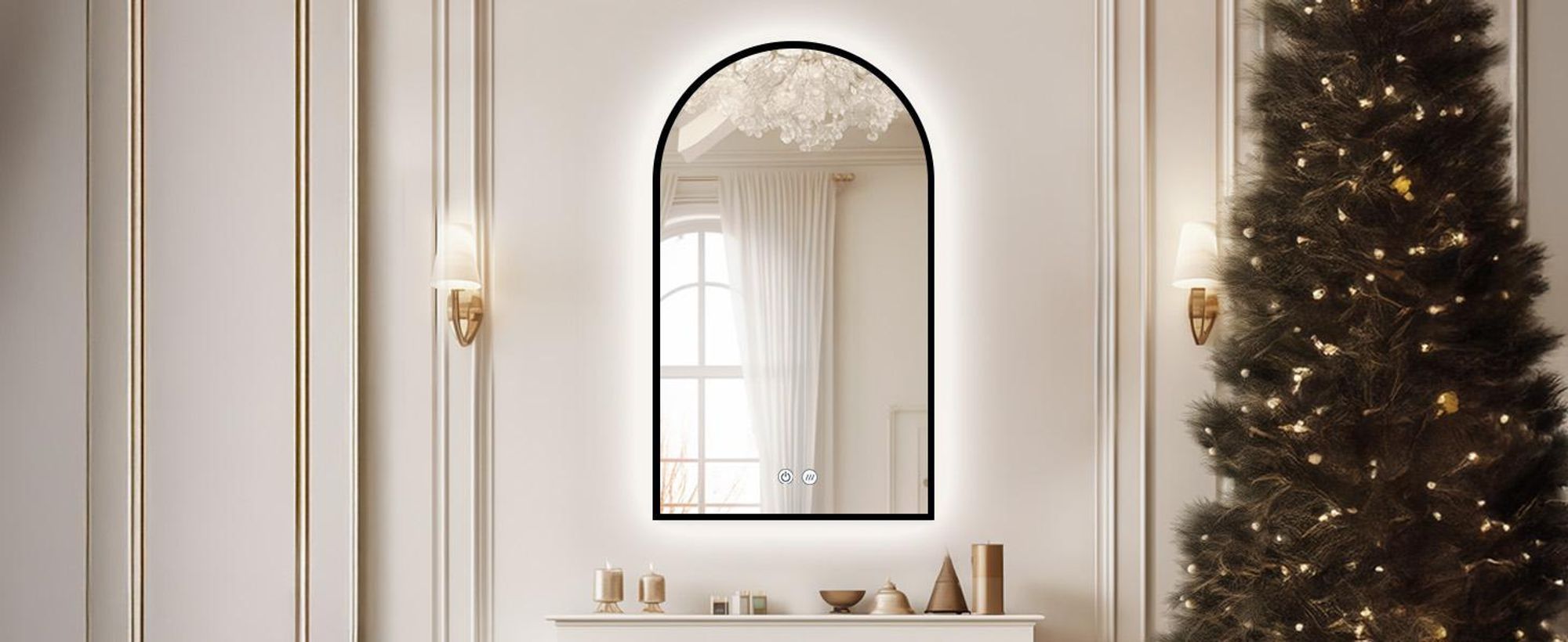 HOKO Gold Badspiegel Led Beleuchtung Rechteck 60x80/80x60cm, Wandspiegel mit Antibeschlag und mit Touch Schalter, Licht Wechsel, Memory Funktion