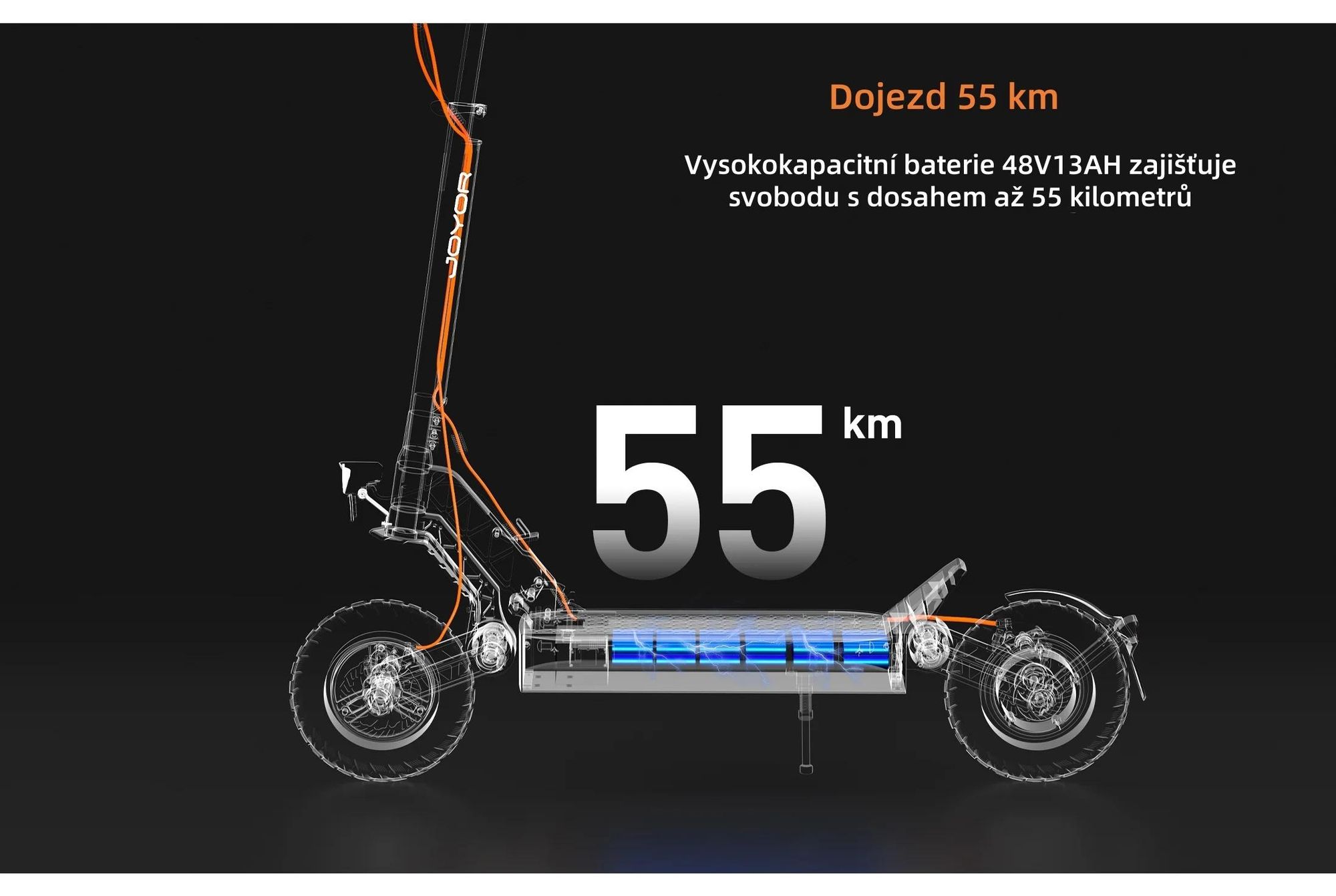 JOYOR S5-Z Skládací Elektrická koloběžka - 600W Motor 48V13AH Baterie 10 Palcové Pneumatiky Disk Brzdami S Funkcí Blinkru - Černá