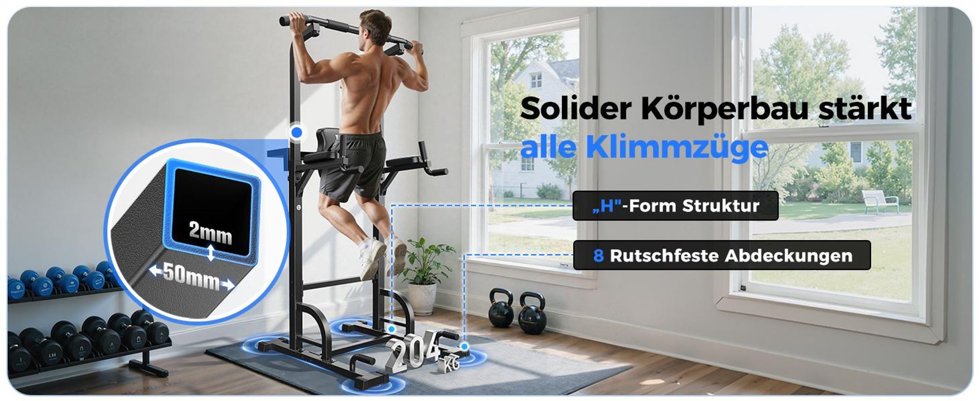 Sportsroyals Power Tower, Dip-Station, Klimmzugstange für das Krafttrainingsgerät im Heim-Fitnessstudio, 204 kg