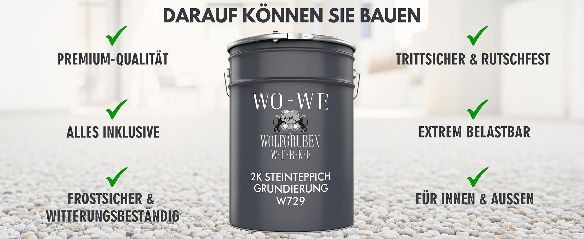 WO-WE Steinbodengrundierung W729 – hochwertige, wetterfeste und rutschfeste Beschichtung.