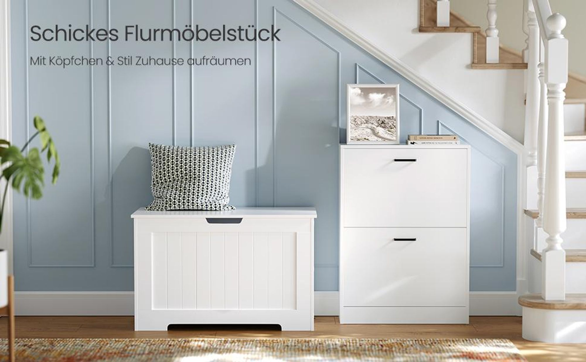 VASAGLE Sitzbank mit Stauraum, Sitztruhe, Sitzbank mit großer Kapazität, Spielzeugkiste, Aufbewahrungstruhe, 76 x 48 x 40 cm LHS11WT