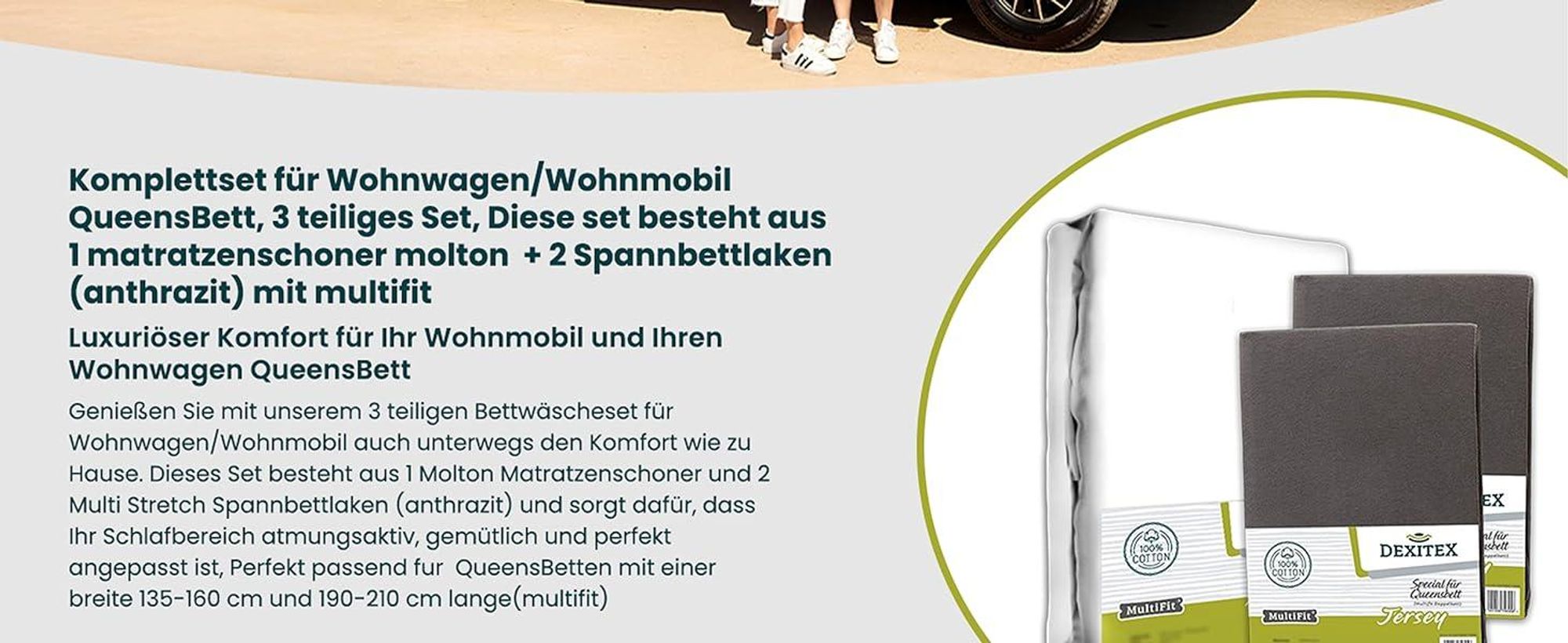 Wohnmobil in der Natur mit Spannbettlaken.