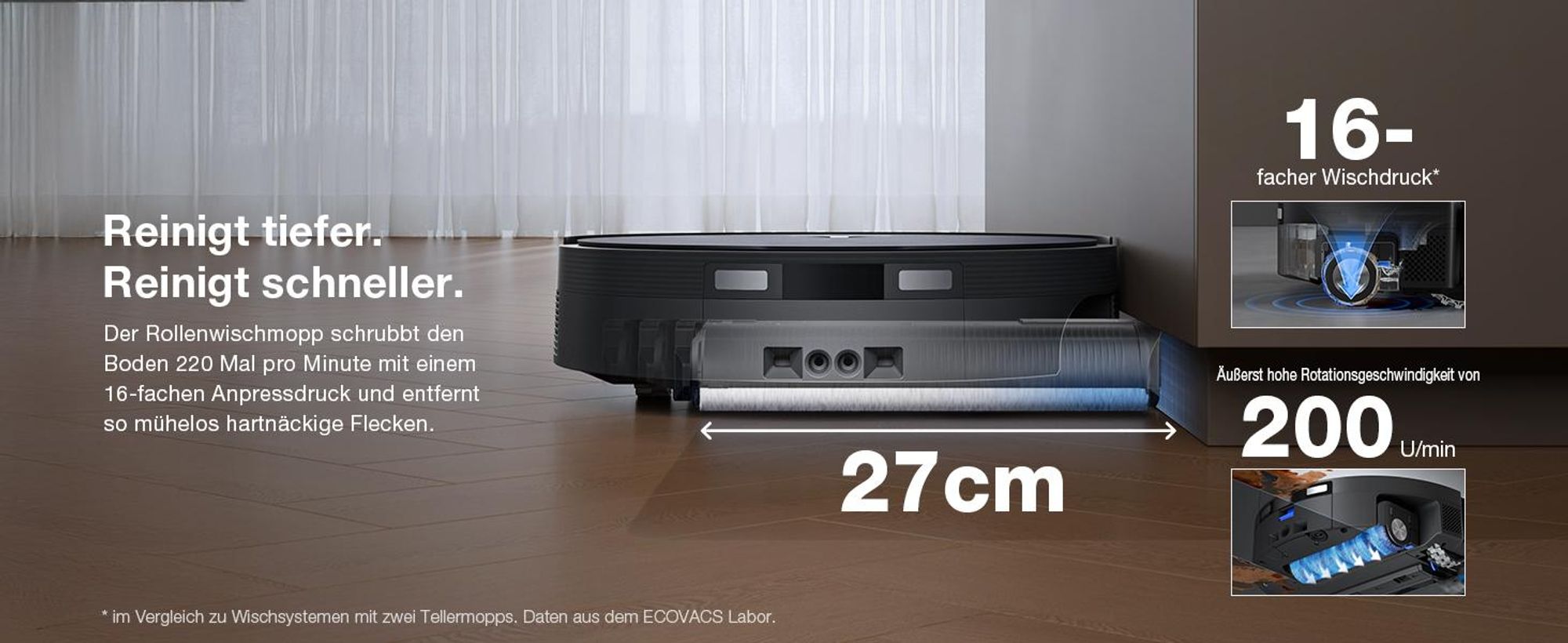ECOVACS DEEBOT X12 PRO OMNI 22000Pa Staubsauger Roboter, Saugroboter mit Wischfunktion, OZMO Roller 3.0, FocusJet-System zur Fleckenvorlösung, Schwarz