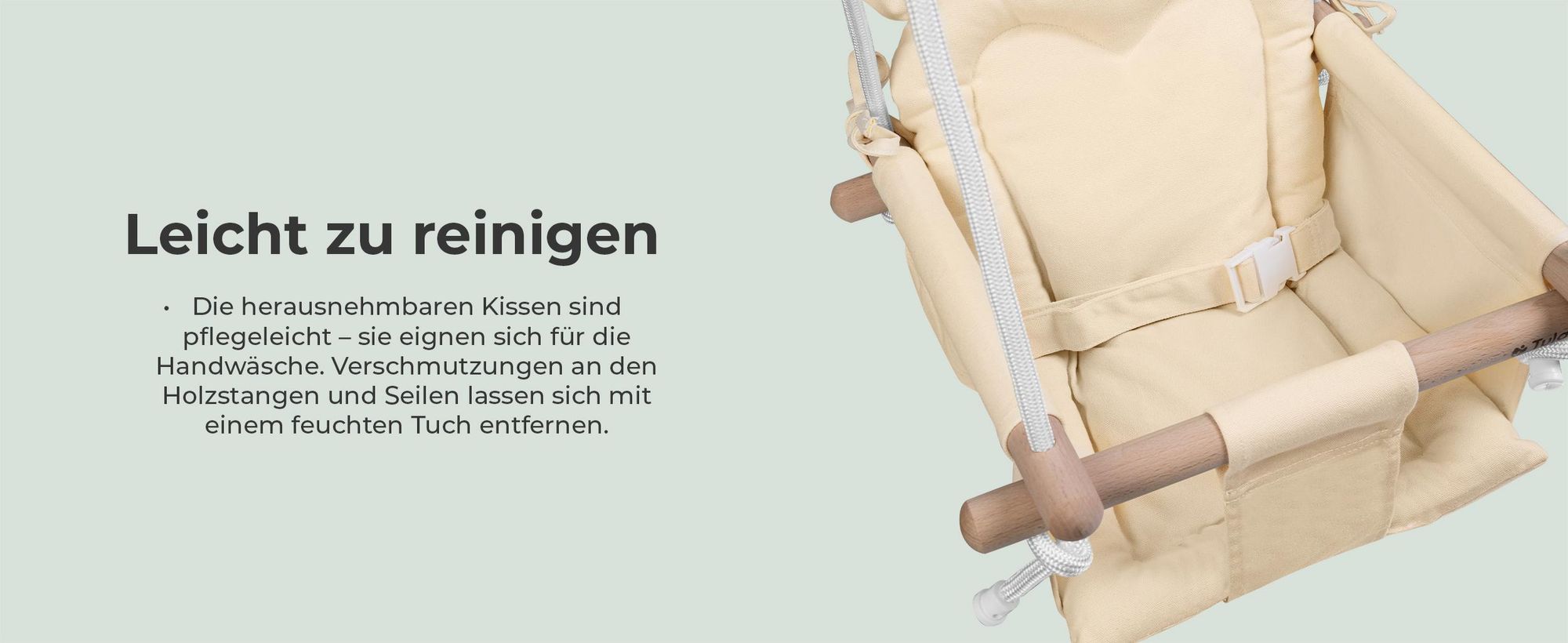 Tulano Hop 30 Beige | Bär Babyschaukel Kinderschaukel | Indoor Outdoor | Sicherheitsgurt | Tragfähigkeit bis 60kg | von 6 bis 36 Monaten