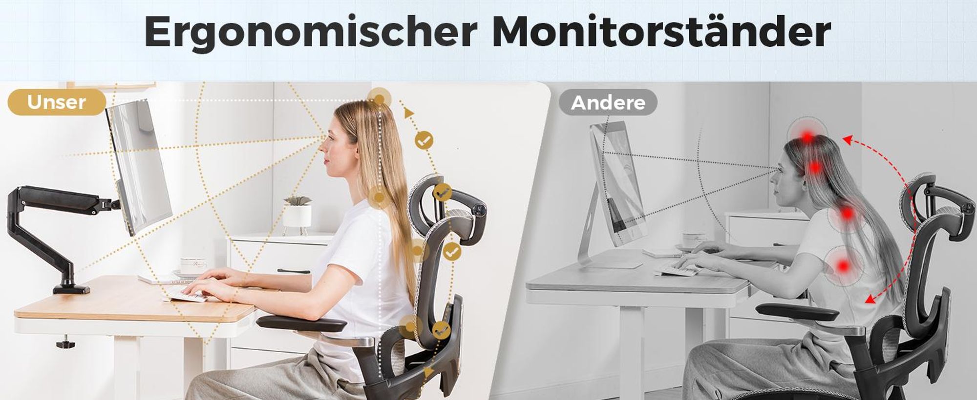 GTPLAYER Monitor Halterung Monitor arm monitorhalter für 13 bis 32 Zoll Bildschirme, Einzelner Monitorarm Ständer Hält 210 kg, Höhenverstellbare