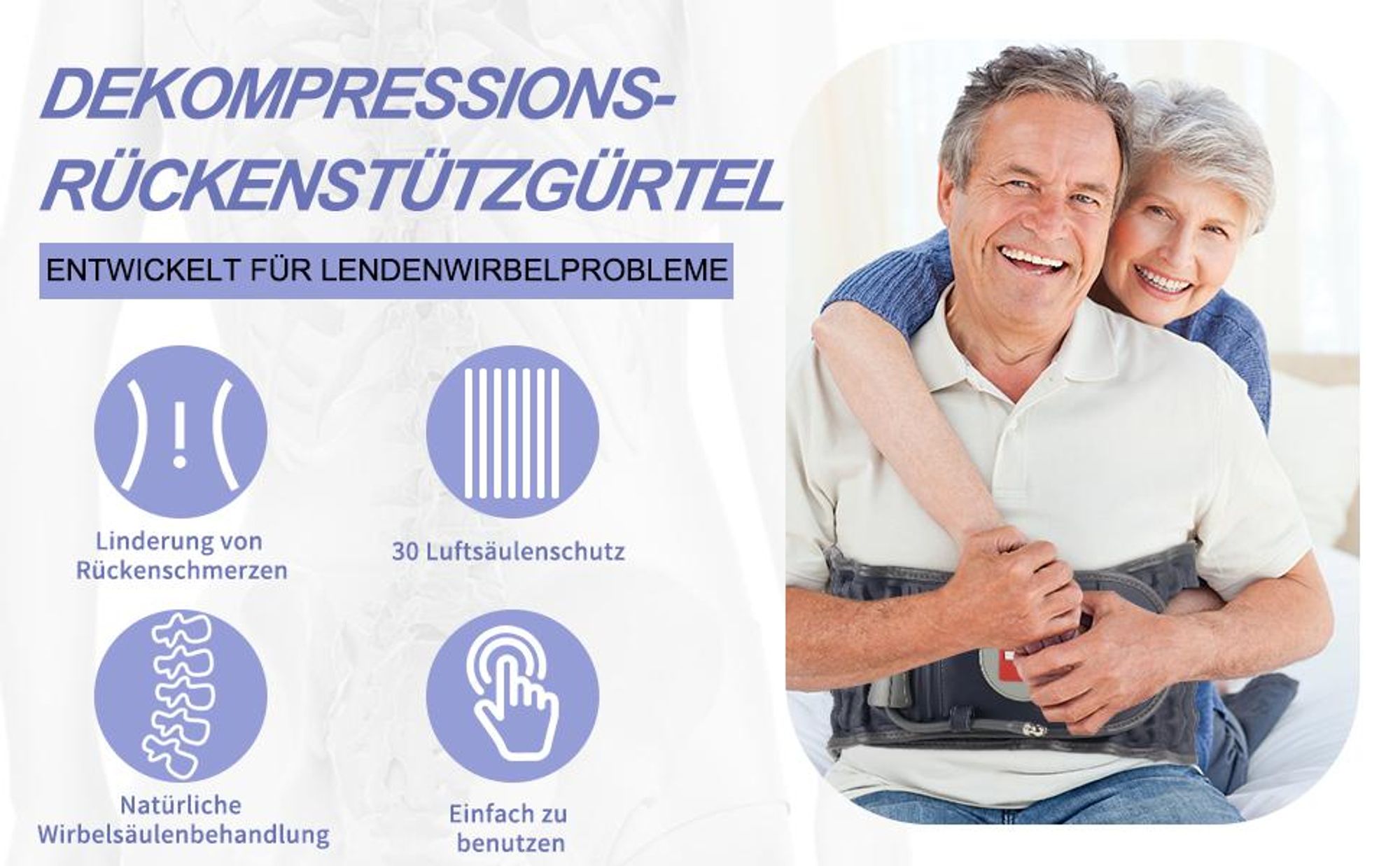 Rückenbandage, Bandscheiben-Gürtel, Lendenwirbelstütze, Aufblasbarer Lendengürtel Gürtel, Schmerzen im unteren Rücken Linderung