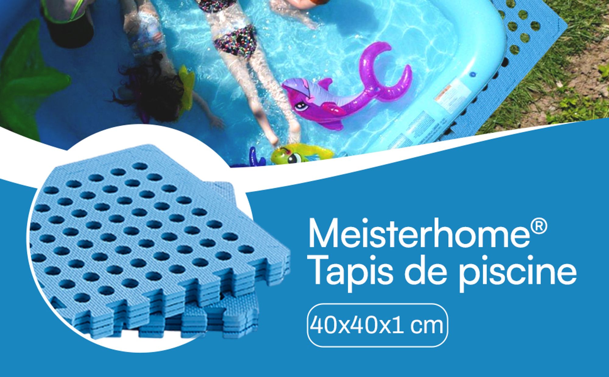Meisterhome - Lot de 72 tapis de protection pour piscine - Tapis de sol pour piscine - 40 x 40 x 1 cm - Spas et pataugeoires – Bleu