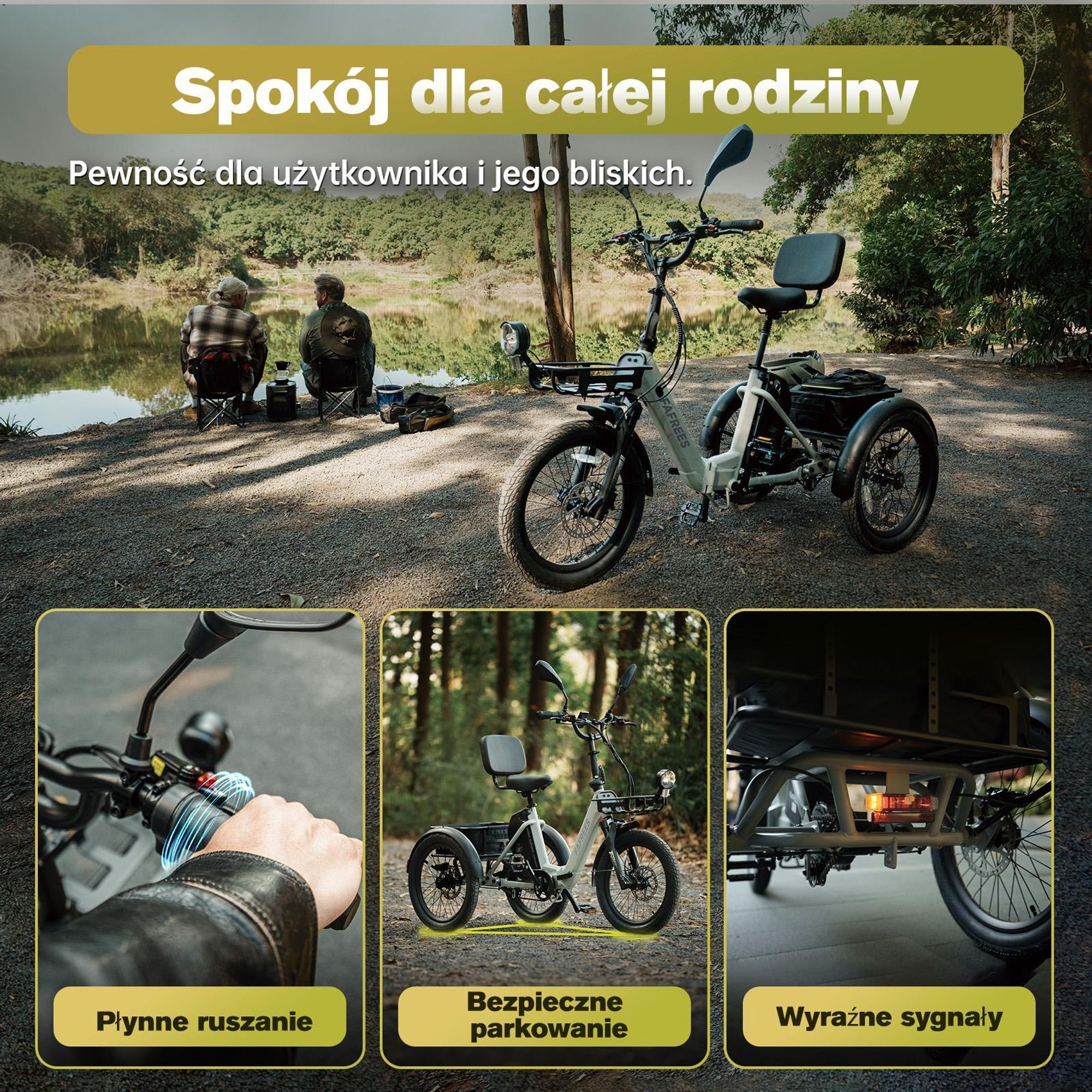 Rower elektryczny FAFREES F20 Mate II - Silnik 250W Akumulator 48V25AH 20 Calowe Opony Hydrauliczny hamulec tarczowy - Zielony wojskowy