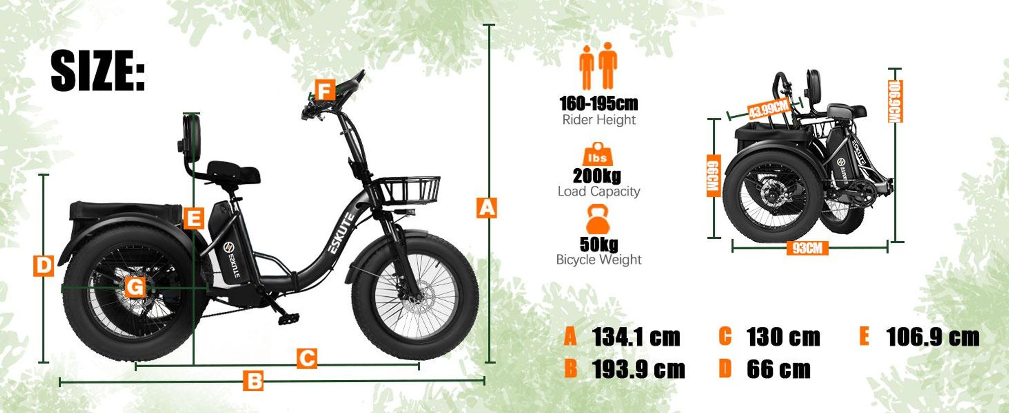 Elektro Dreirad für Erwachsene, 48V 20,8Ah , faltbares E-Bike Dreirad Tiefeinstieg, 20×4 Zoll Fat Tires Elektrofahrrad, 7-Gang E-Bike Klappräder Lila
