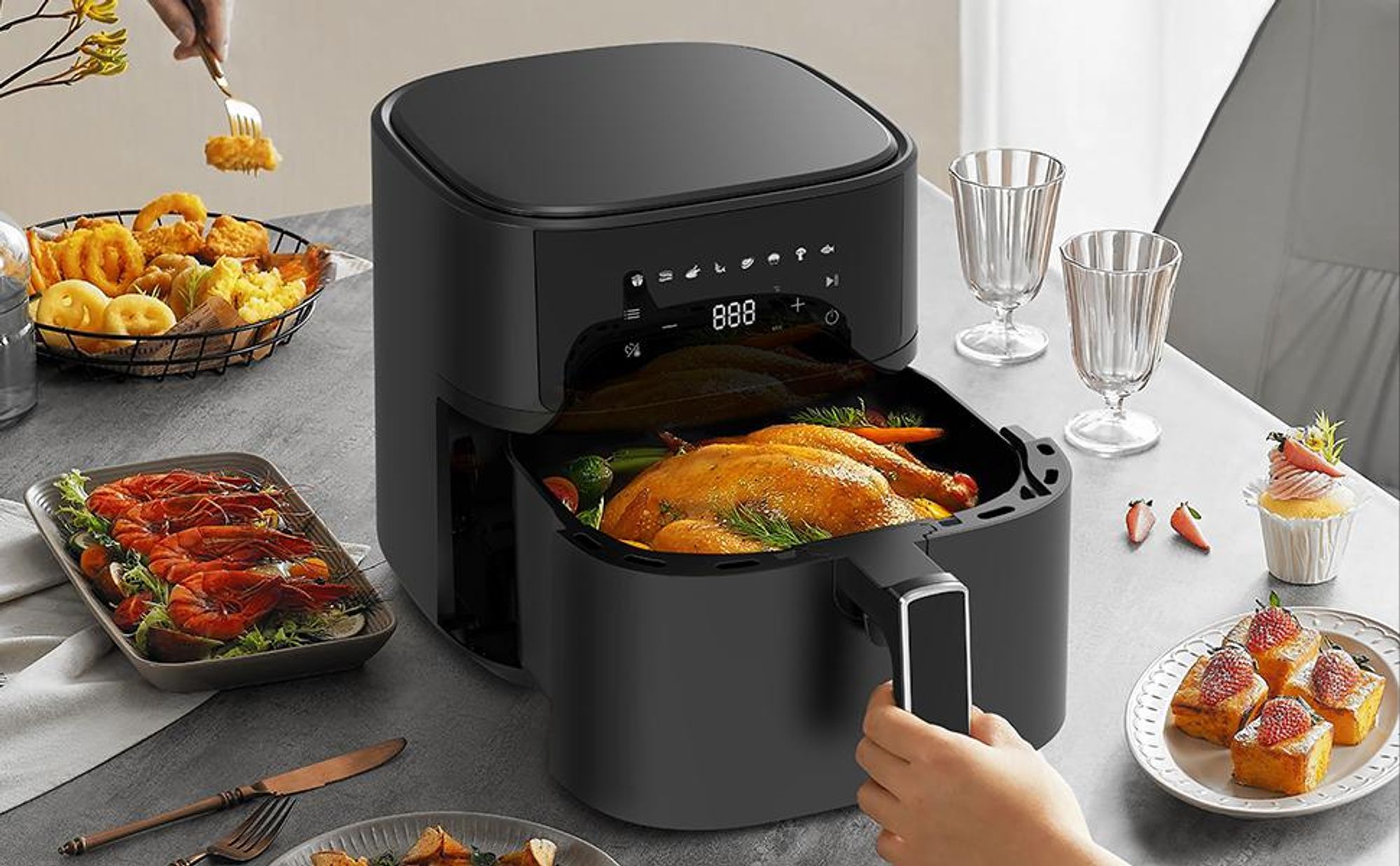 Airfryer AF625A Airfryer XL 6,5 l, senza olio, display digitale, 8 programmi di cottura 80 - 200 °C