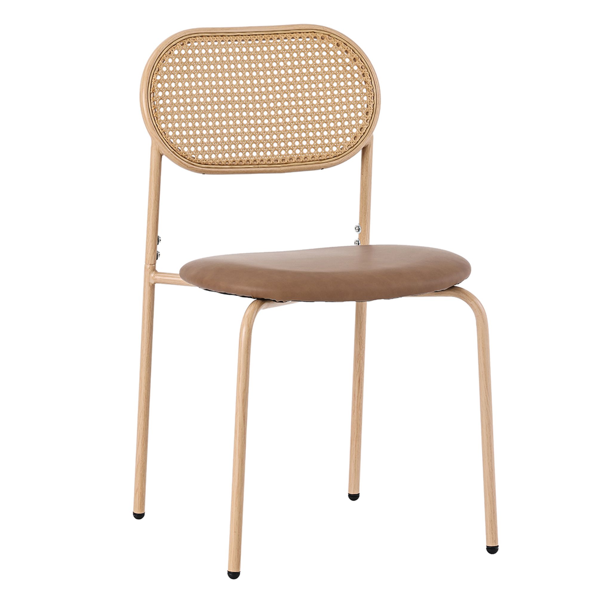 Flieks Rattan Esszimmerstühle 4er Sets, Küchenstühle Essstuhl mit Metallbeinen, Esszimmerstühle Wohnzimmerstuhl mit PolyurethanBezug, Braun