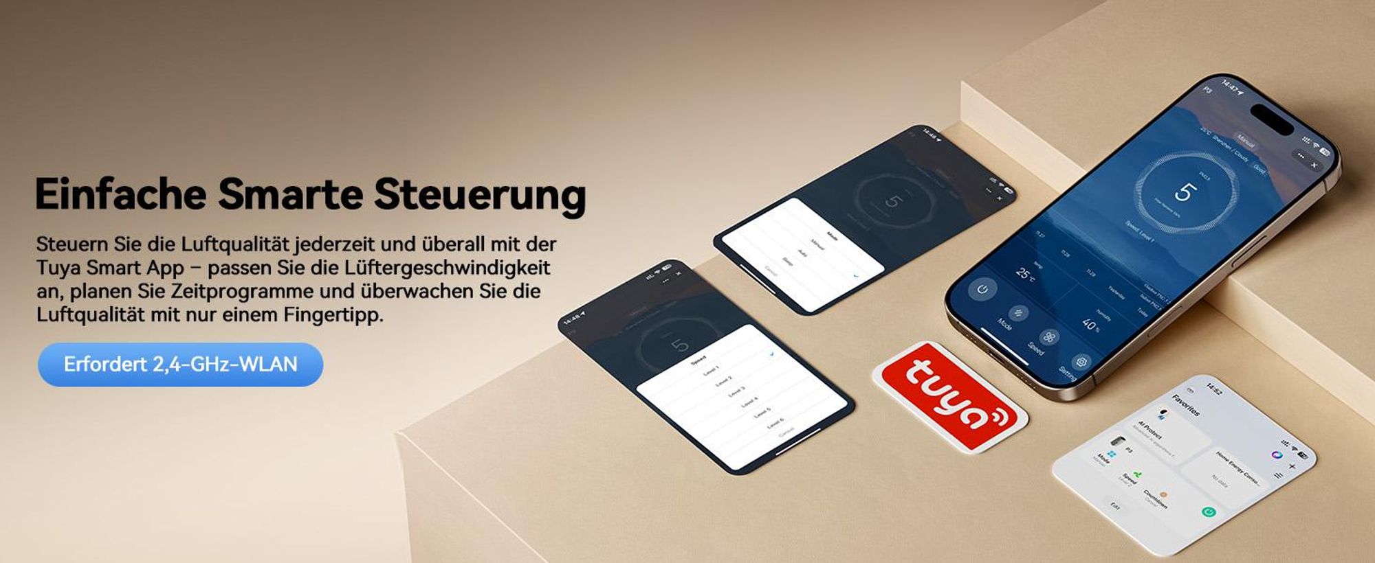 Amicura P3 Luftreiniger für Haustierallergiker, 843m³/h Tierhaarentfernung, 450 CADR - 99% Geruchsneutralisation, H13 Filter, App-Steuerung