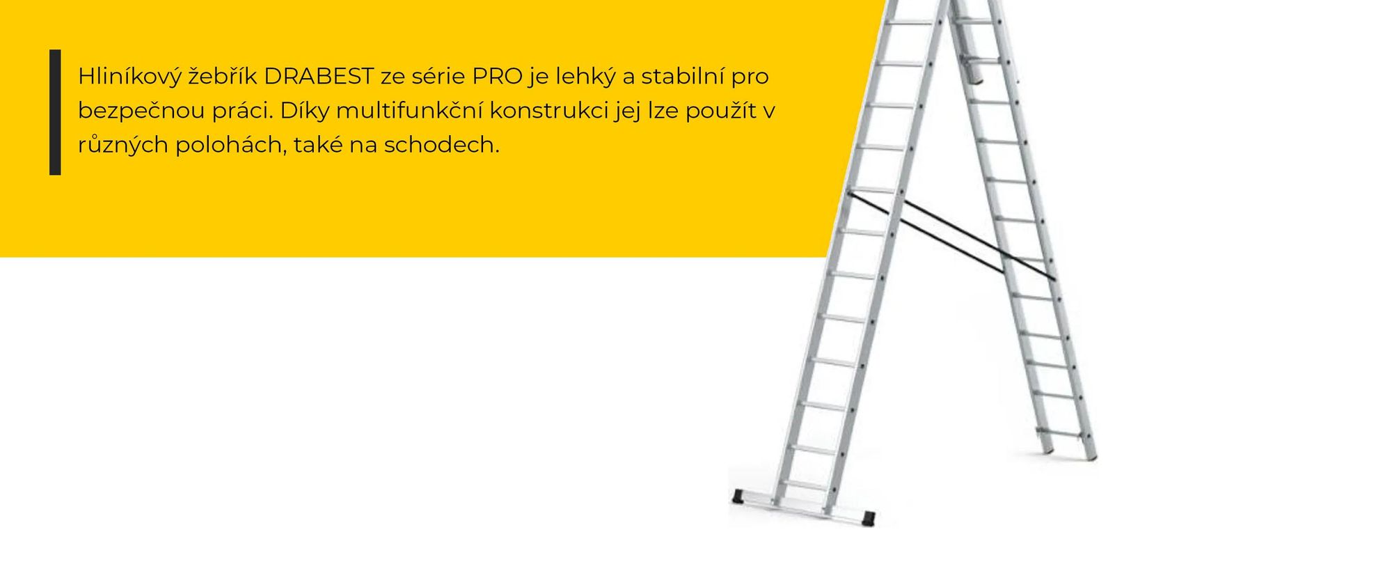 Drabest | Žebřík - žebřík 3x15 stupňů, skládací žebřík - nosnost 150 kg - hliníkový žebřík, schodišťový žebřík, protiskluzové patky